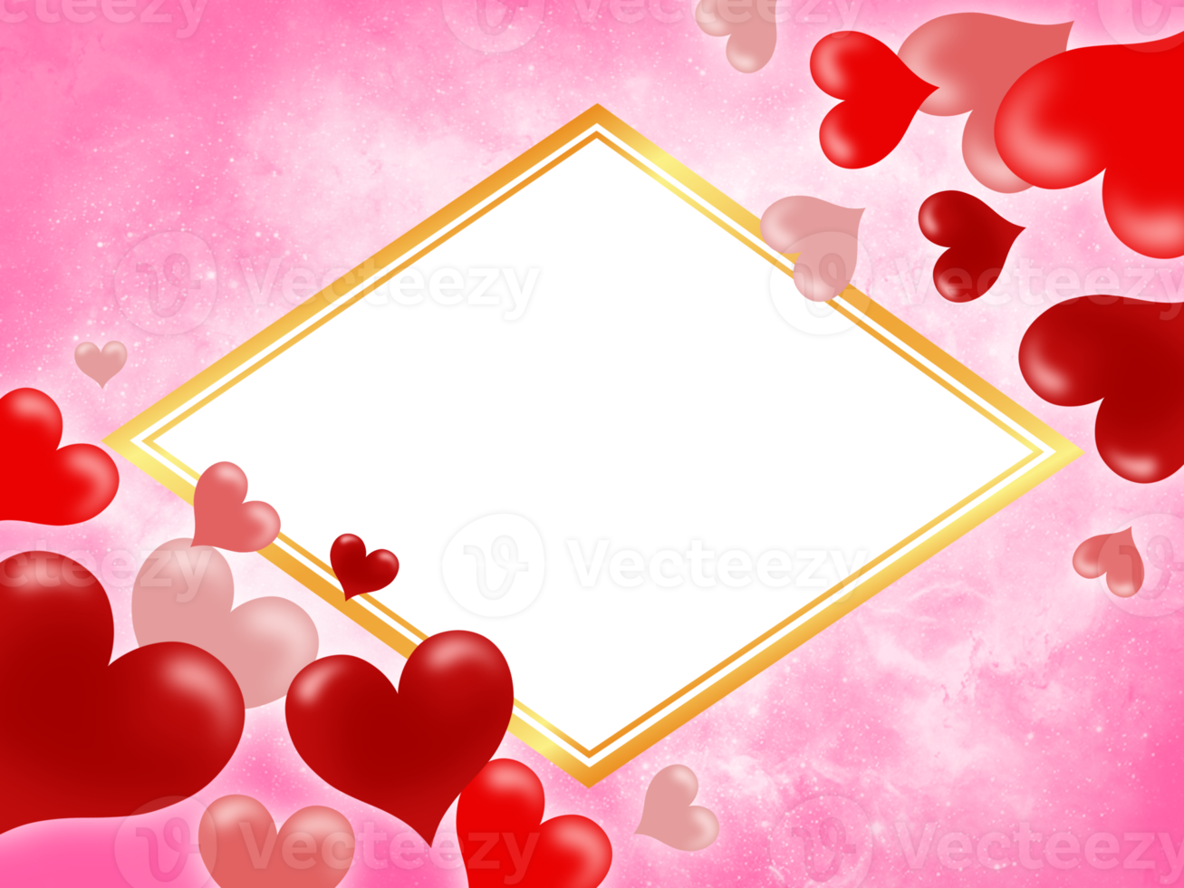 Gold Frame Valentine with Pink Background png