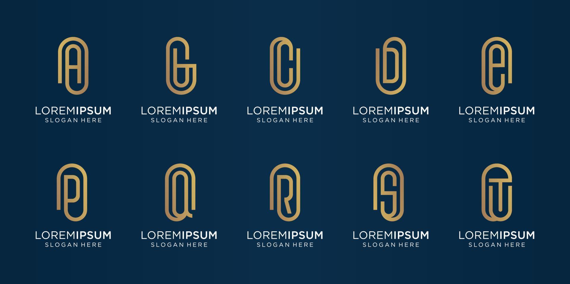 plantilla de logotipo de monograma creativo. iconos para negocios, lujo, tecnología, inspiración, oro, ilustración. vector premium