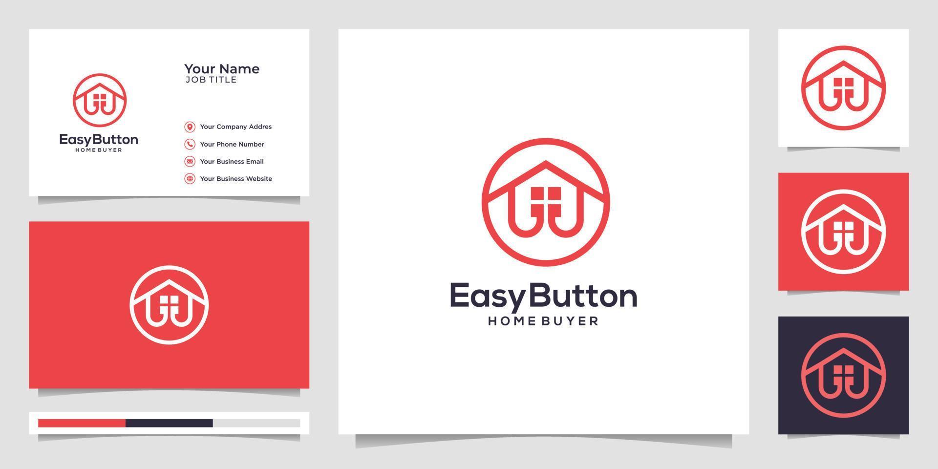 Essay Button Home Buyer Logo Design, For Building, Real Estate, Contractor, Architecture, Consulting, Investment.logo And Business Card.premium Vector