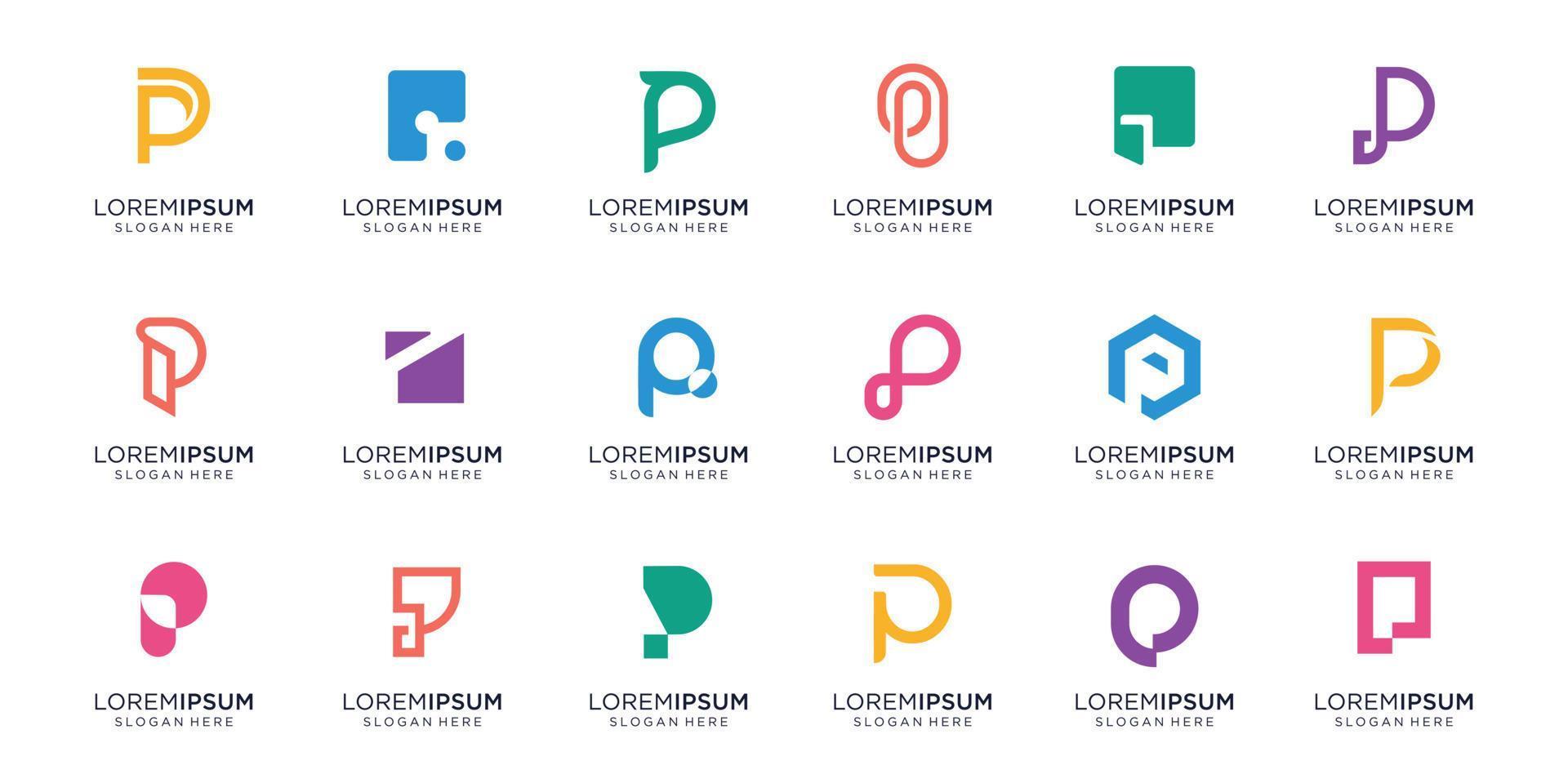 conjunto de monograma del diseño del logotipo de la letra p.icono para negocios de lujo,inspiración,vector abstracto.premium vector