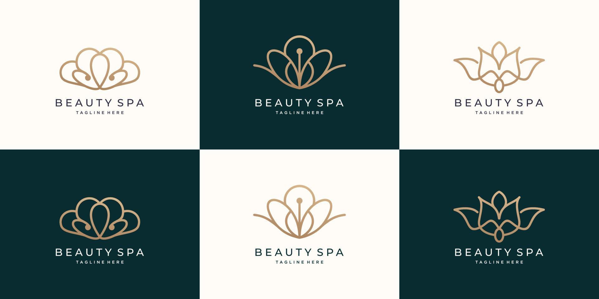 set of feminine beauty and spa logo collection. luxury fashionable design, abstract, minimalist. vector