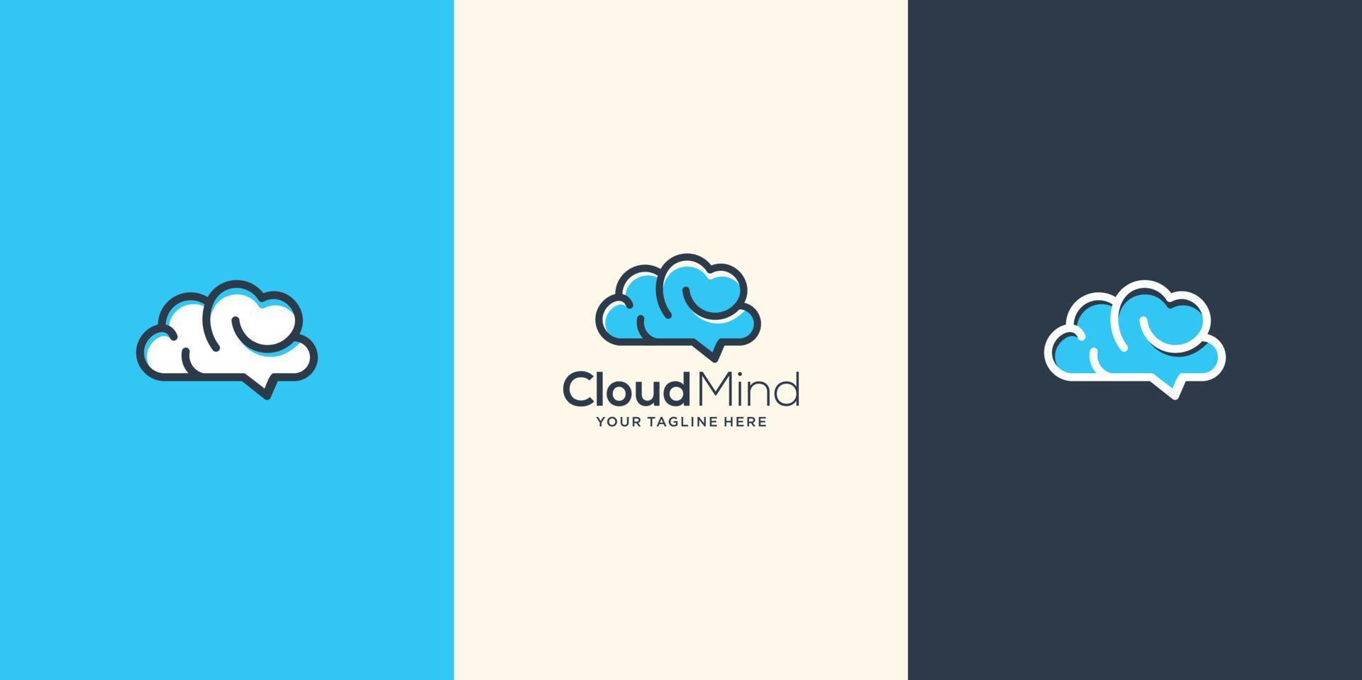 colorido de logotipo combinación logo nube y mente en estilo moderno. plantilla de vector moderno, abstracto, lúdico. vector premium