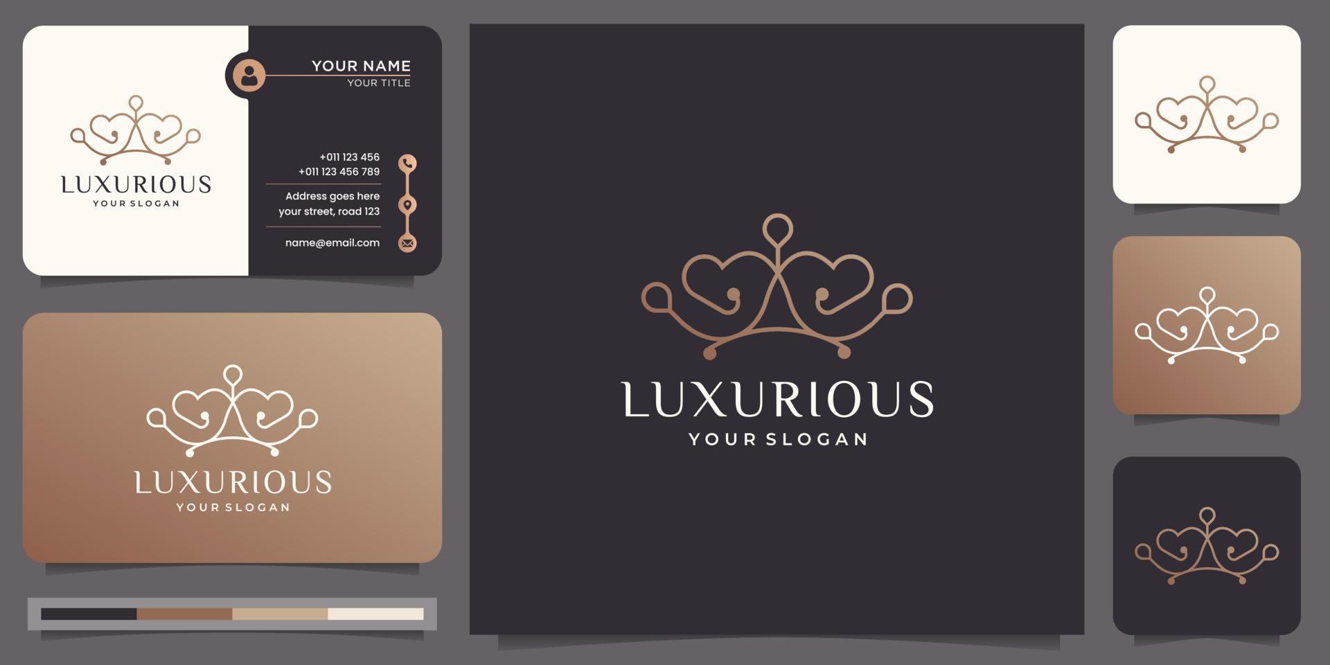 minimalist luxury line logo design template.luxury ornament, decoration, element and business card. vector