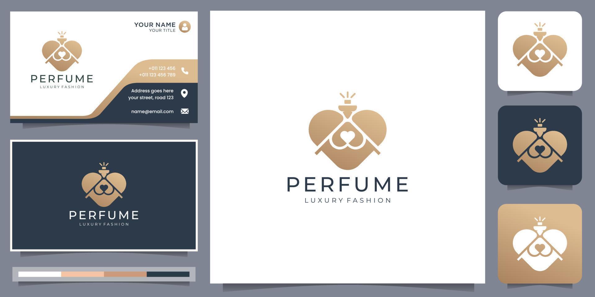 abstract Perfume spray bottle design template creative love style concept and business card design. vector