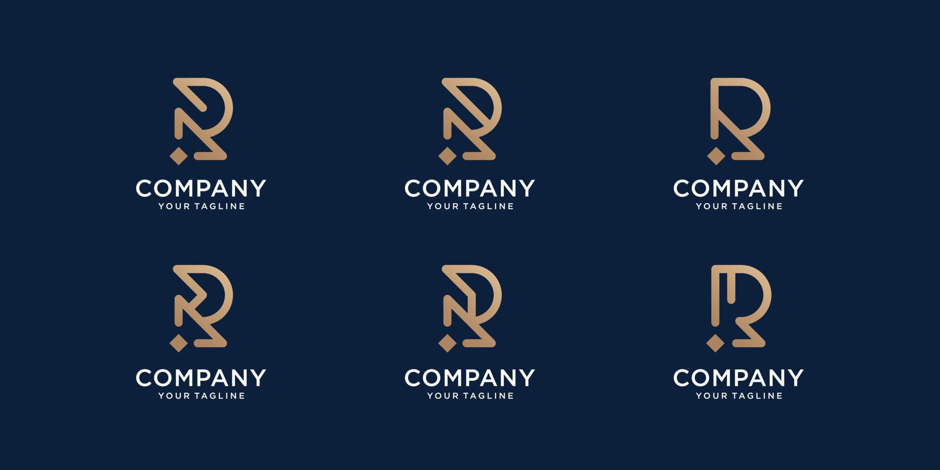 set monogram gold letter R design inspiration.logotype initial for company,identity,corporate vector