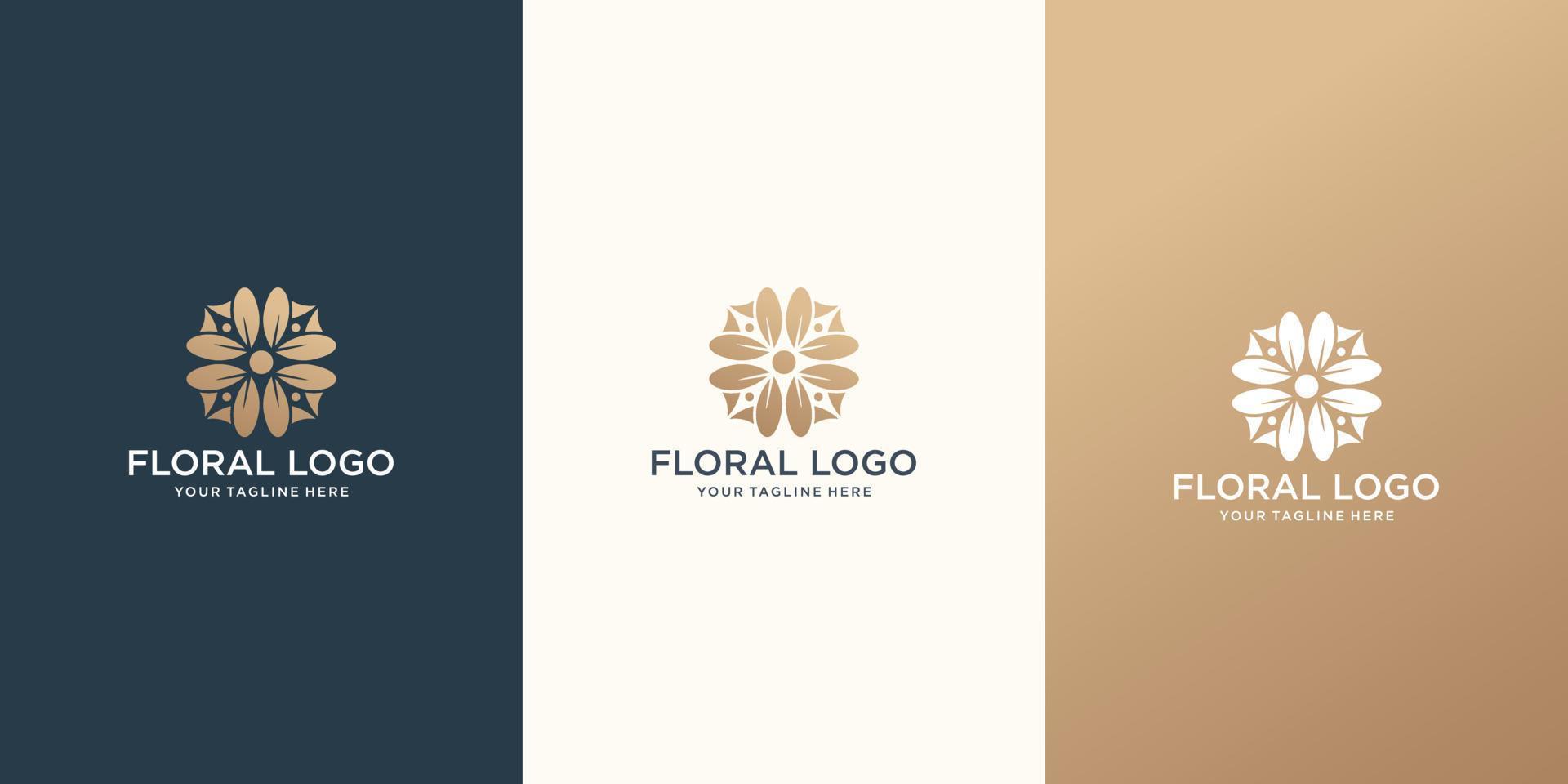 creativo de diseño de logotipo de palma abstracto con concepto de círculo, arte de línea minimalista y tarjeta de visita. vector