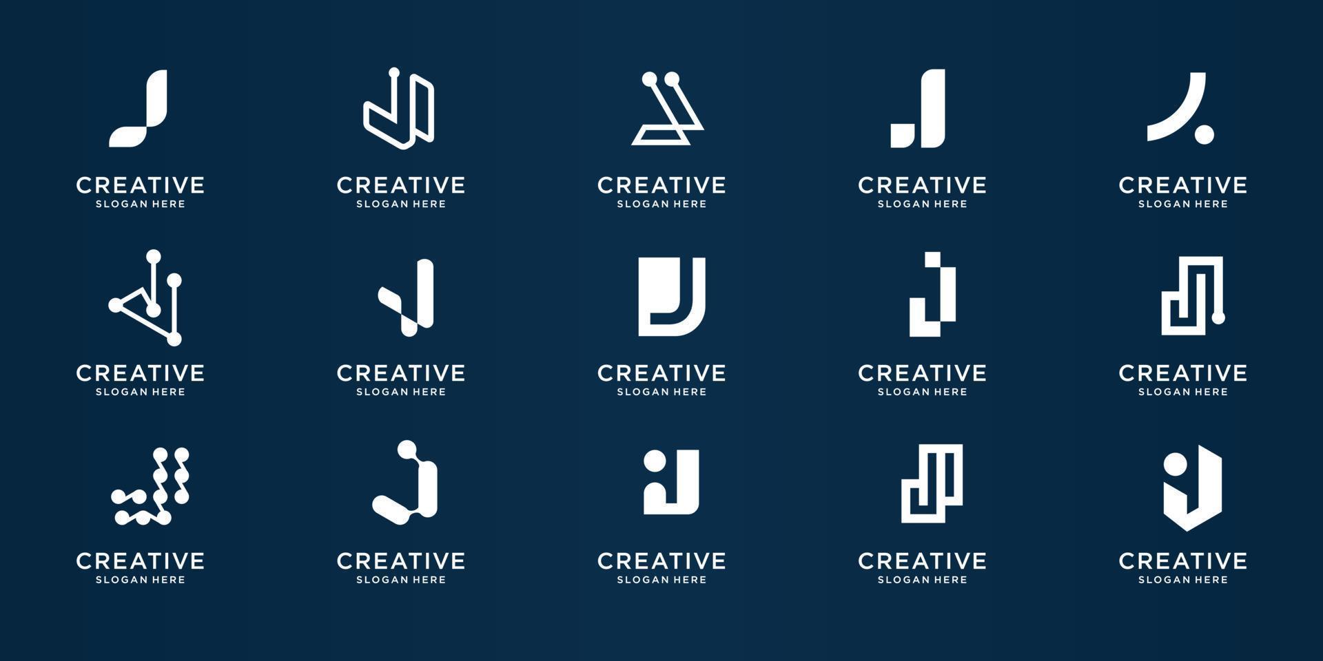 monogram letter J logo collection design template. Symbol for business company, identity, technology, corporate design element. Premium vector
