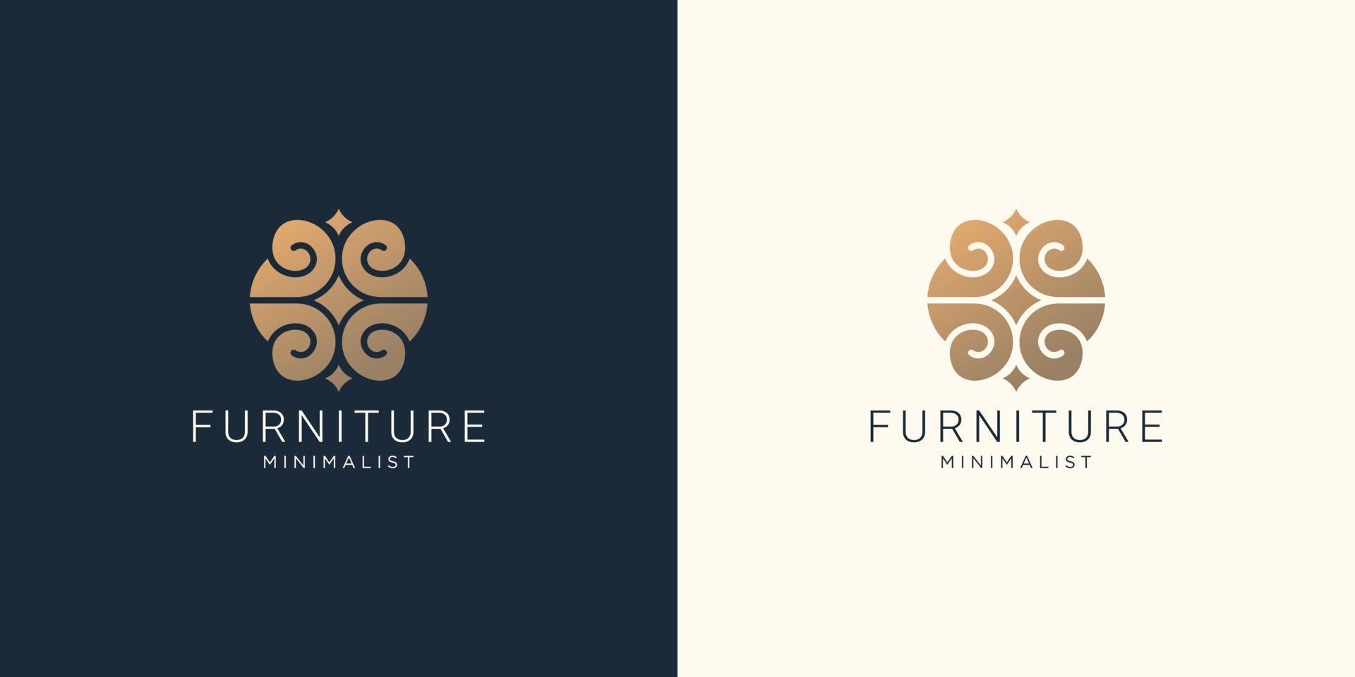 abstract furniture logo design style.interior,monogram,Furnishing,inspiration design template. vector