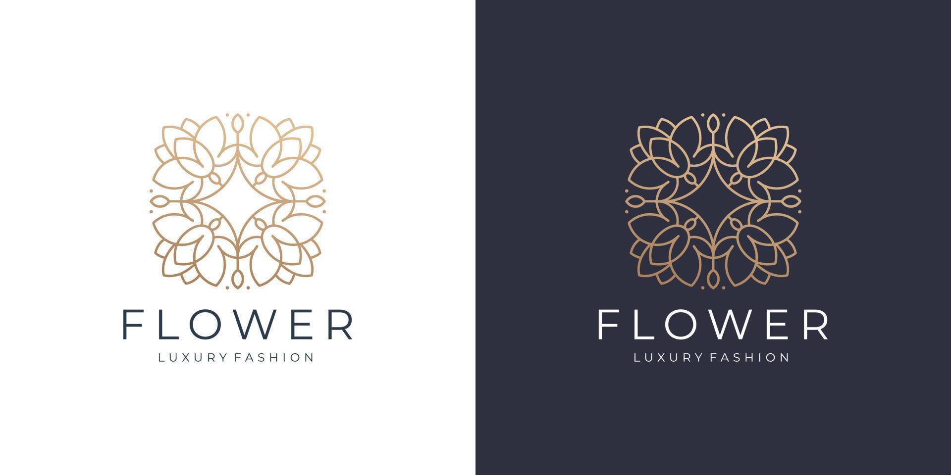 abstract floral logo template. creative flower rose concept with minimalist line art style design. vector