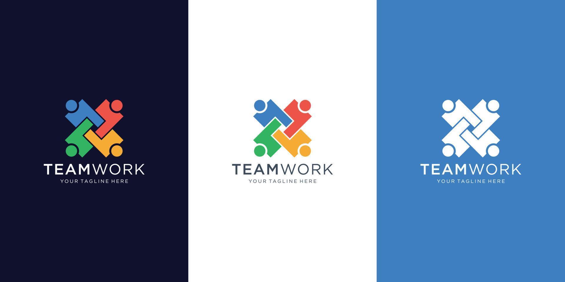 El diseño vectorial del logotipo de la gente abstracta creativa representa el trabajo en equipo, la diversidad, los signos y los símbolos de las personas. vector