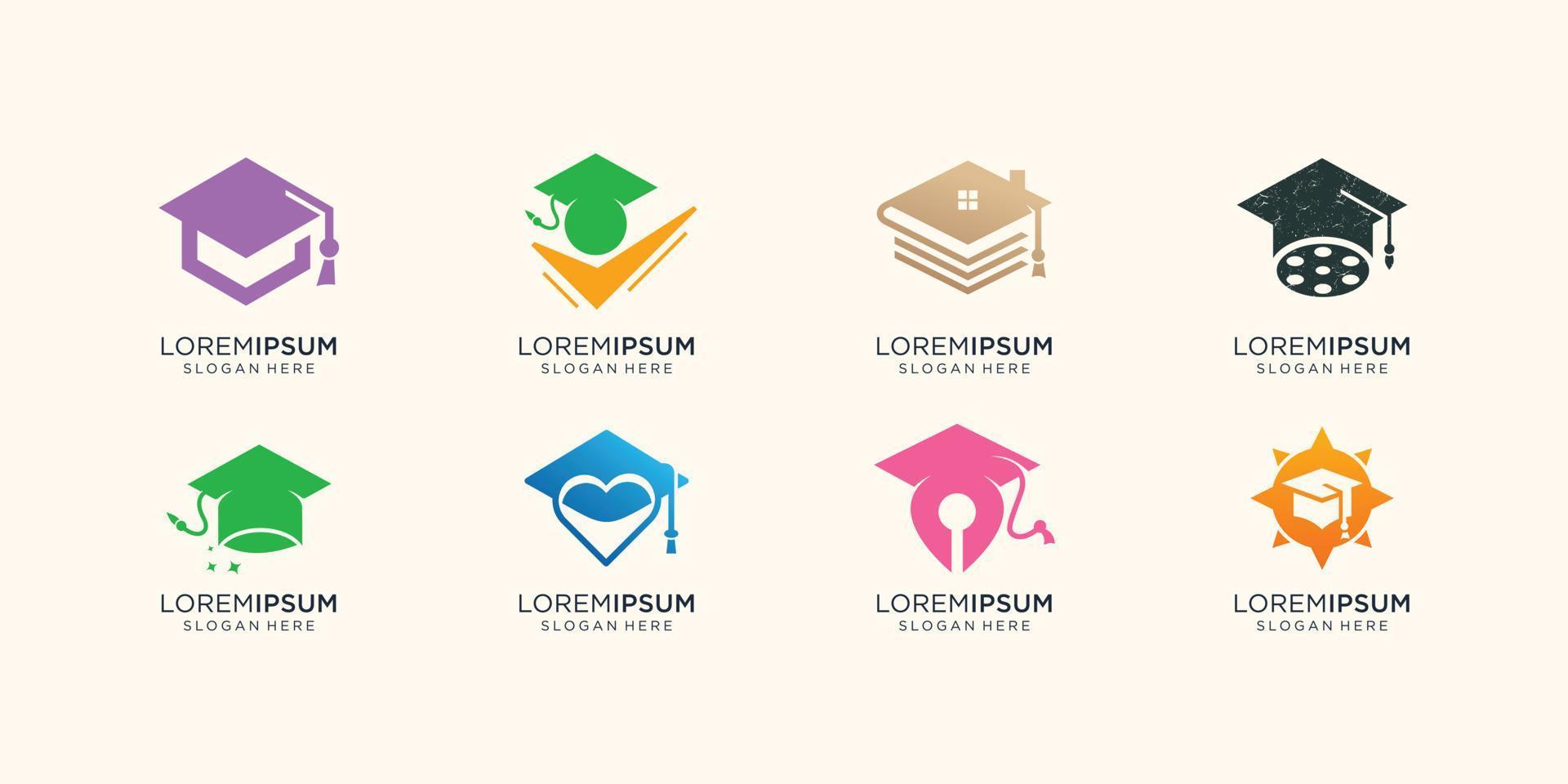 set of creative education logo template. toga, people, success, collection collage , inspiration. vector