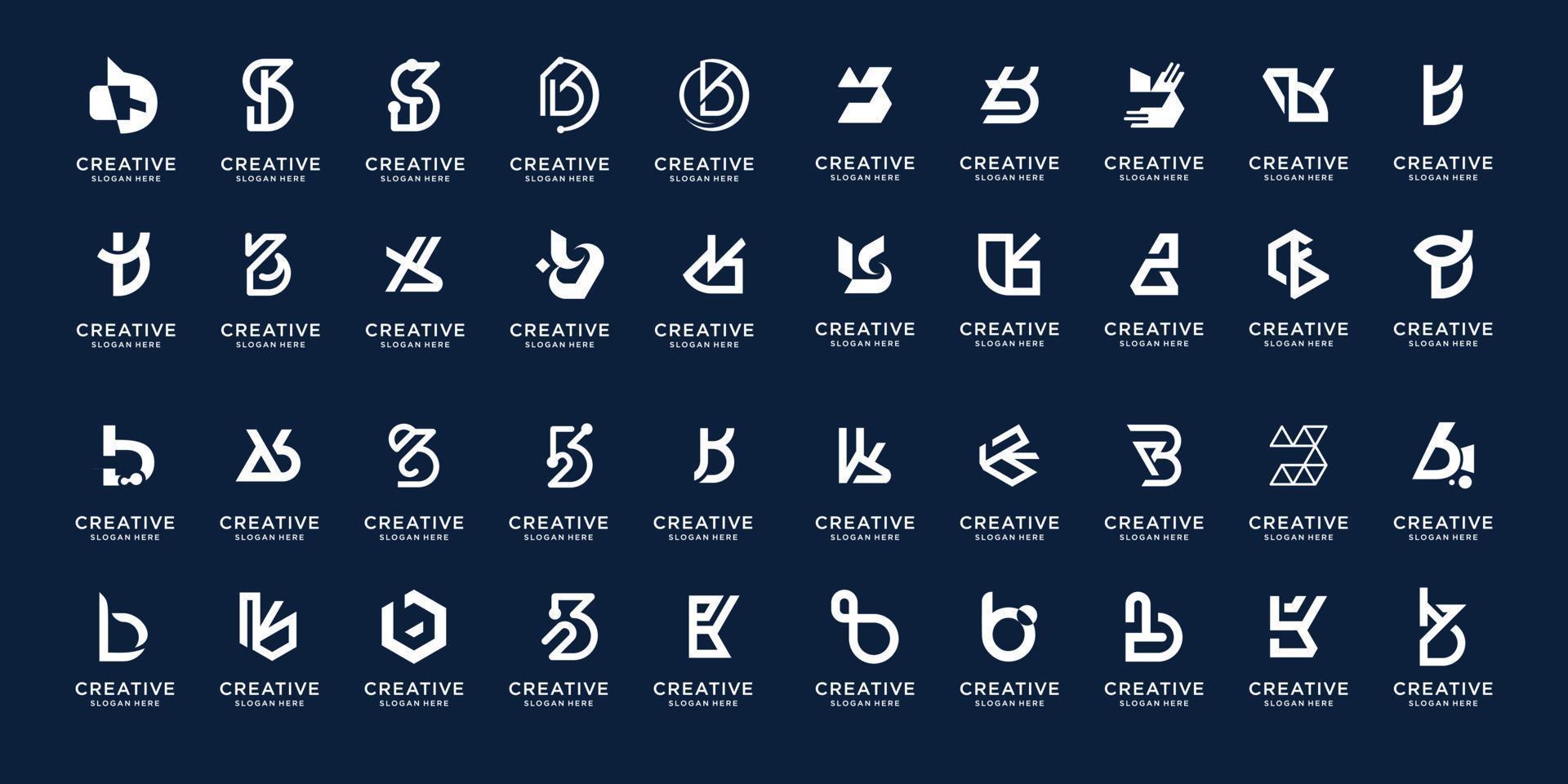 la mejor colección de inspiración para el diseño del logo b. mega paquete de letra b resumen para negocios de empresa vector