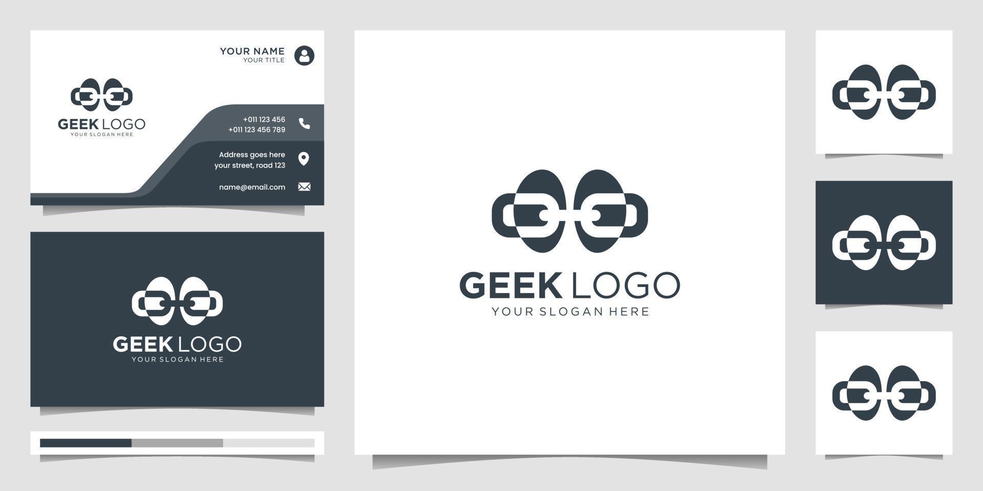 geek logo inspiration with blind concept design style, unique geek logo, chain modern concept. vector