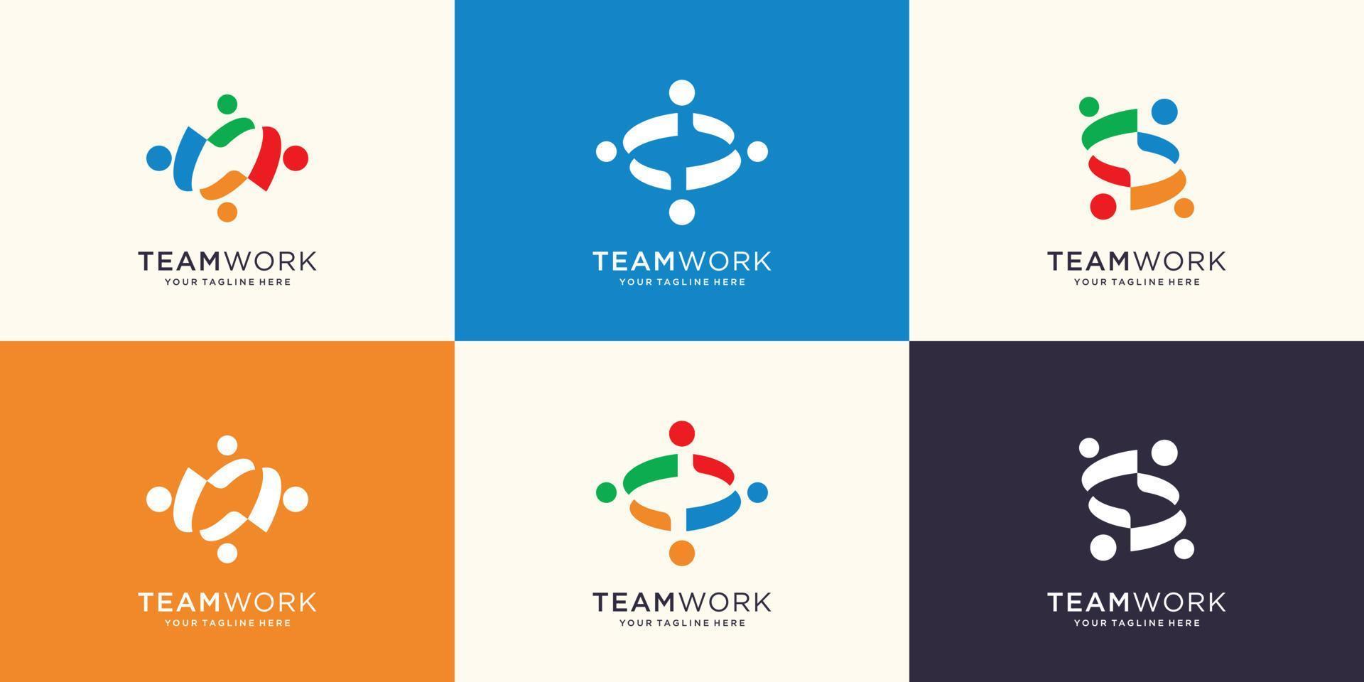 colección de plantilla de logotipo de la comunidad. concepto creativo personas abstractas, trabajo en equipo, color, grupo. vector premium