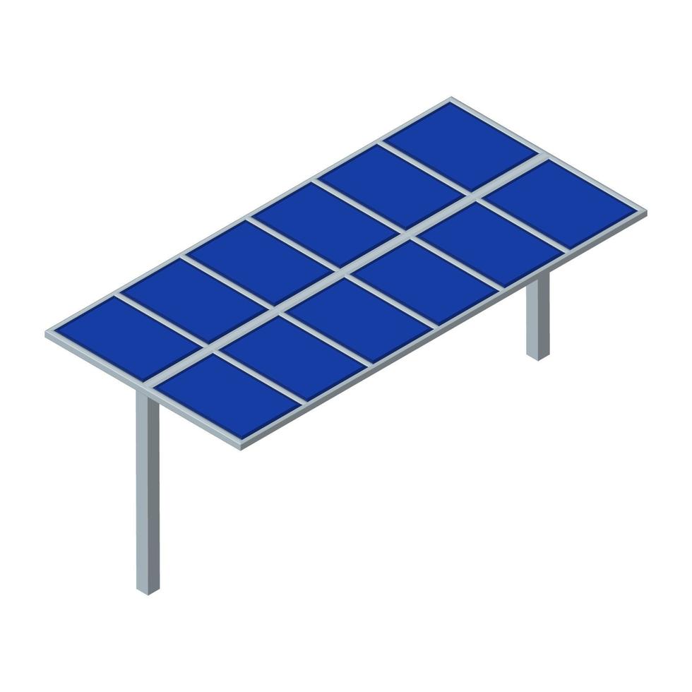 Isometric solar panel isolated on white. Environmentally friendly energy of the sun. Vector EPS10.