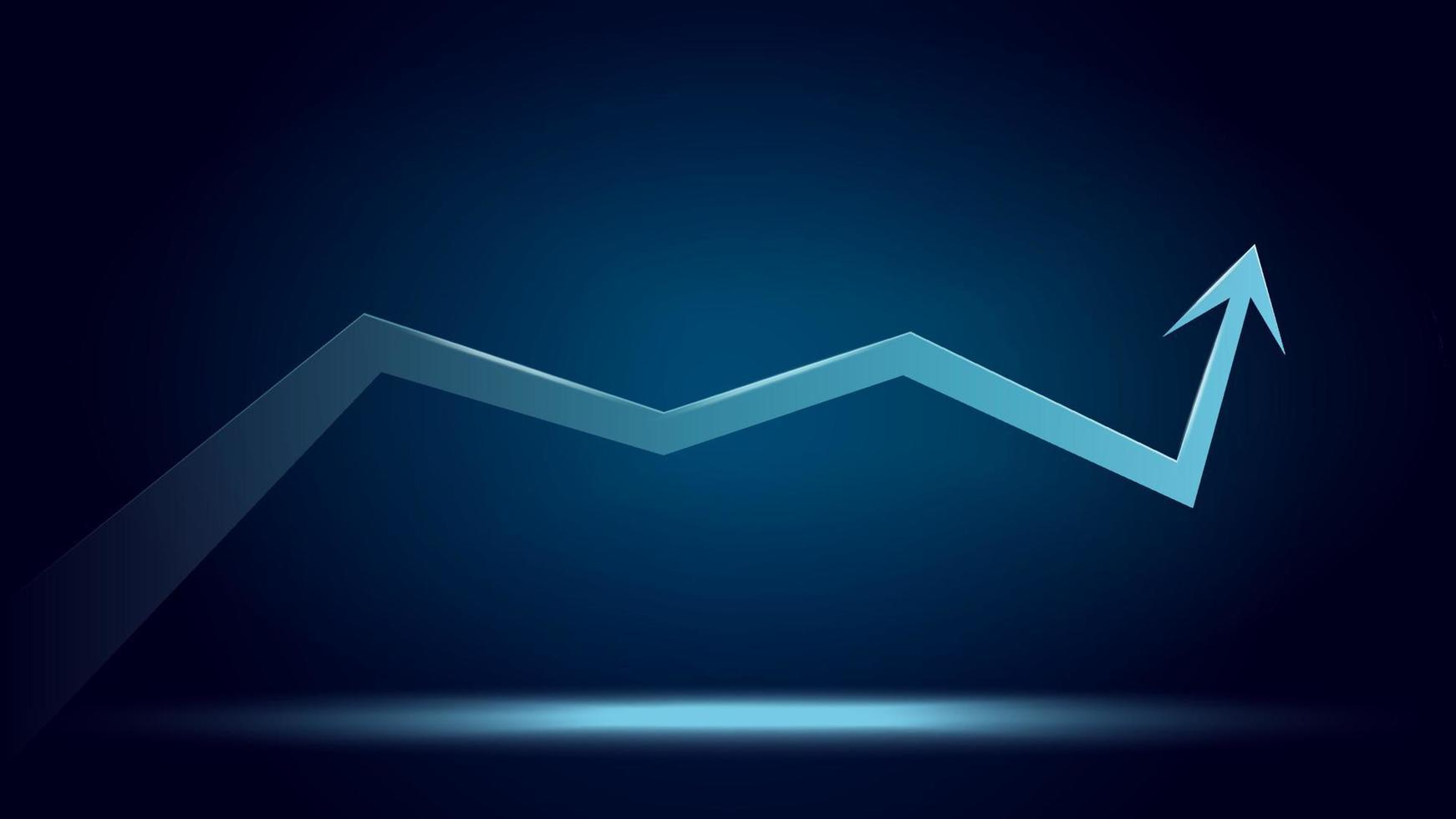 Upward trend arrow on dark blue background. Vector illustration.