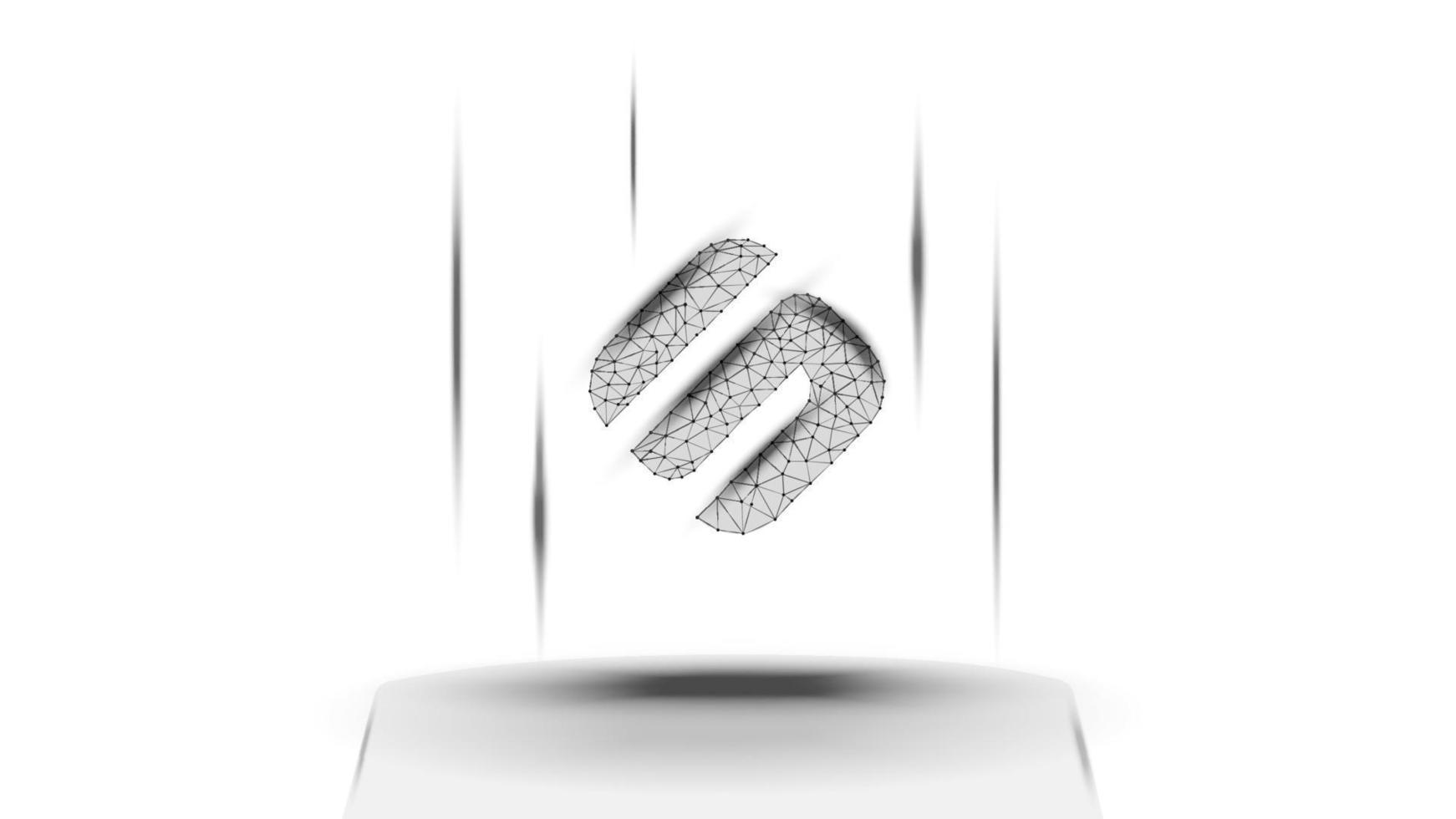 Swipe SXP token symbol of the DeFi system above the pedestal on white background. Cryptocurrency logo icon. Decentralized finance programs. Vector illustration for website or banner.