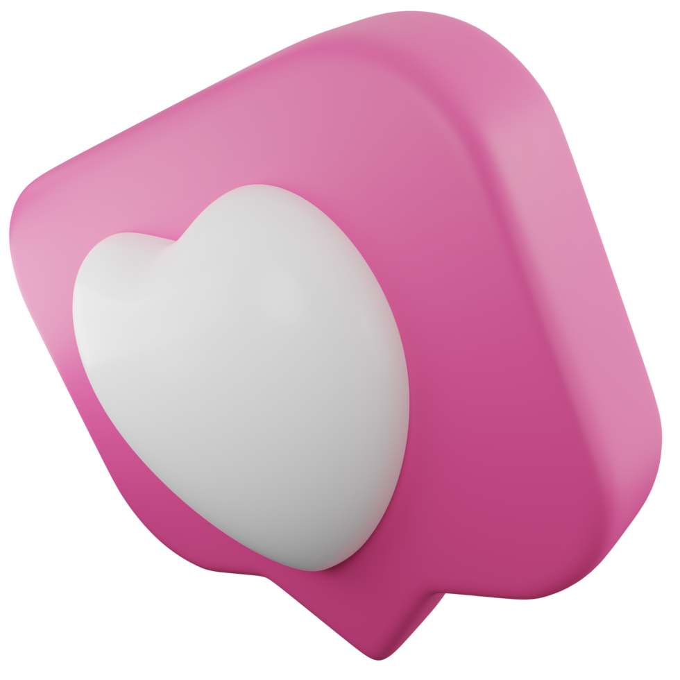 rosa hjärta chatt låda meddelande underrättelse. 3d social media underrättelse kärlek eller tycka om hjärta ikon png