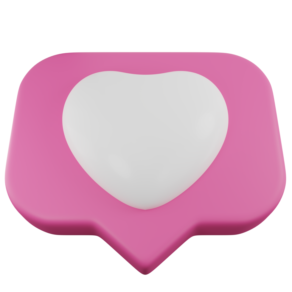 Pink  Heart Chat Box Message Notification. 3d Social Media Notification Love or Like Heart Icon png