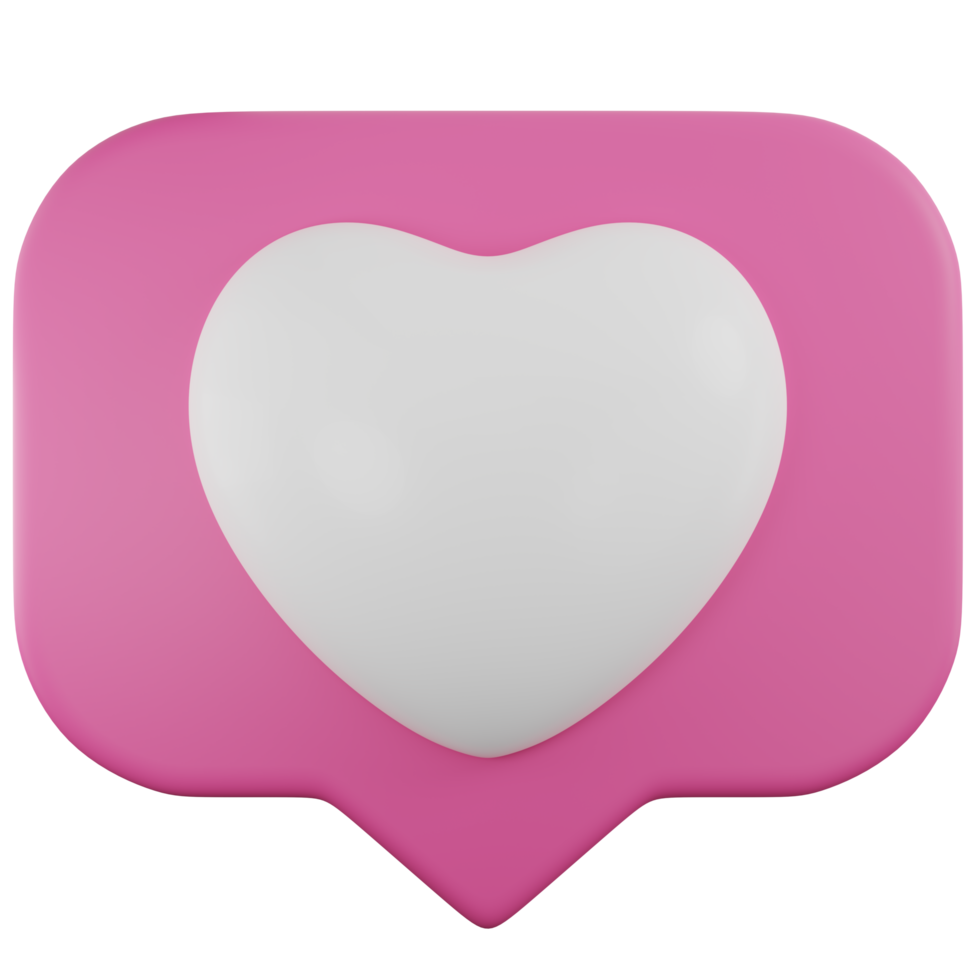 Pink  Heart Chat Box Message Notification. 3d Social Media Notification Love or Like Heart Icon png