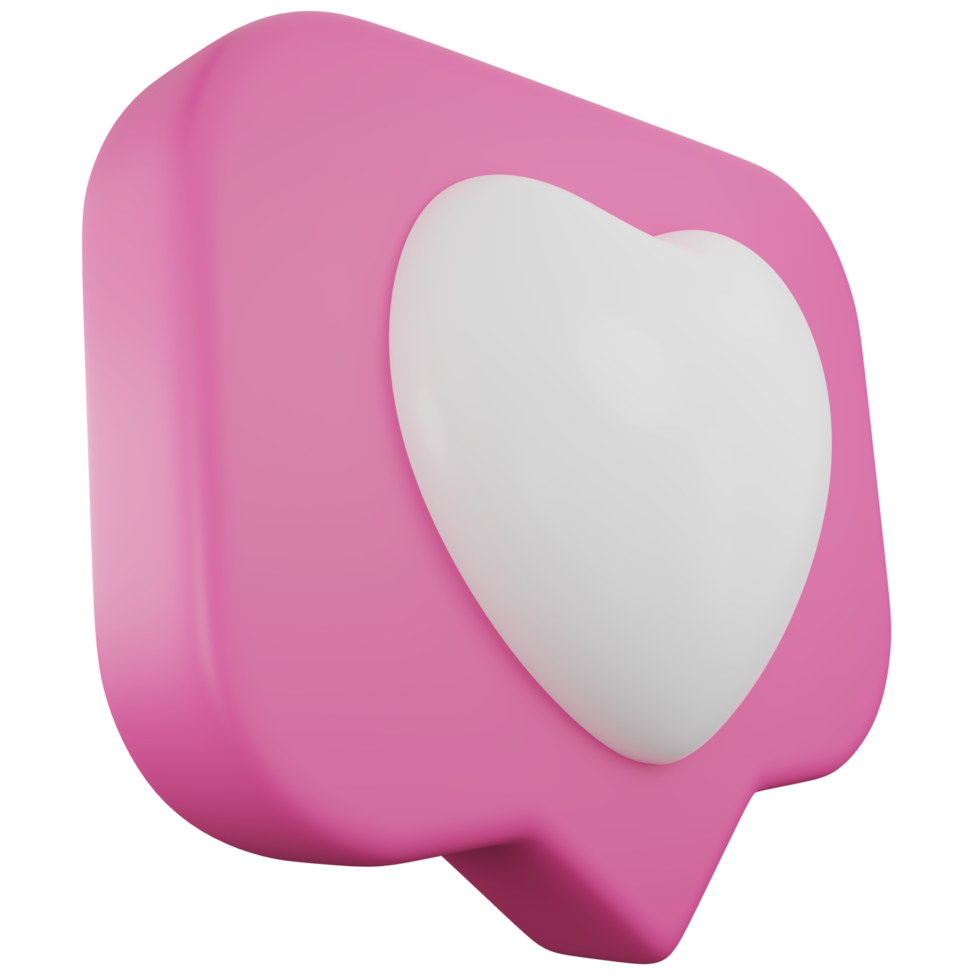 Pink  Heart Chat Box Message Notification. 3d Social Media Notification Love or Like Heart Icon png