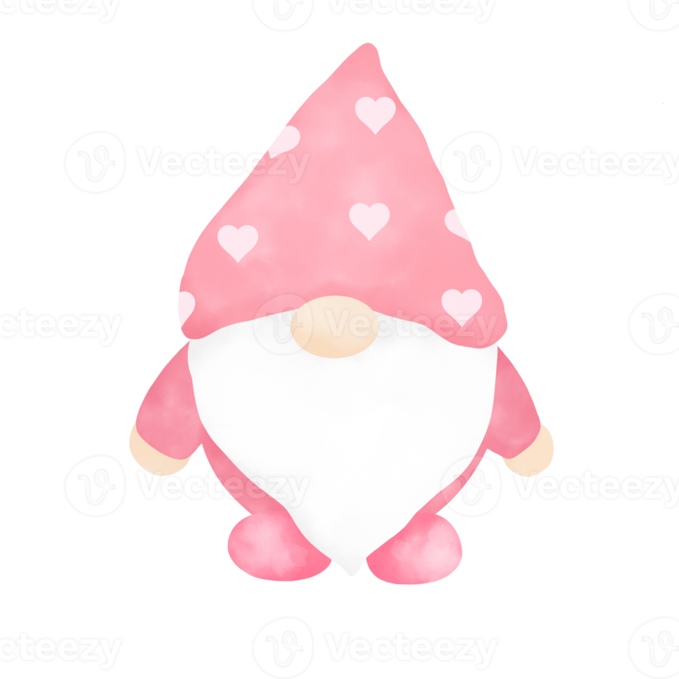 Pink Gnome. Valentines Day. Cute Gnome. Cartoon character. png