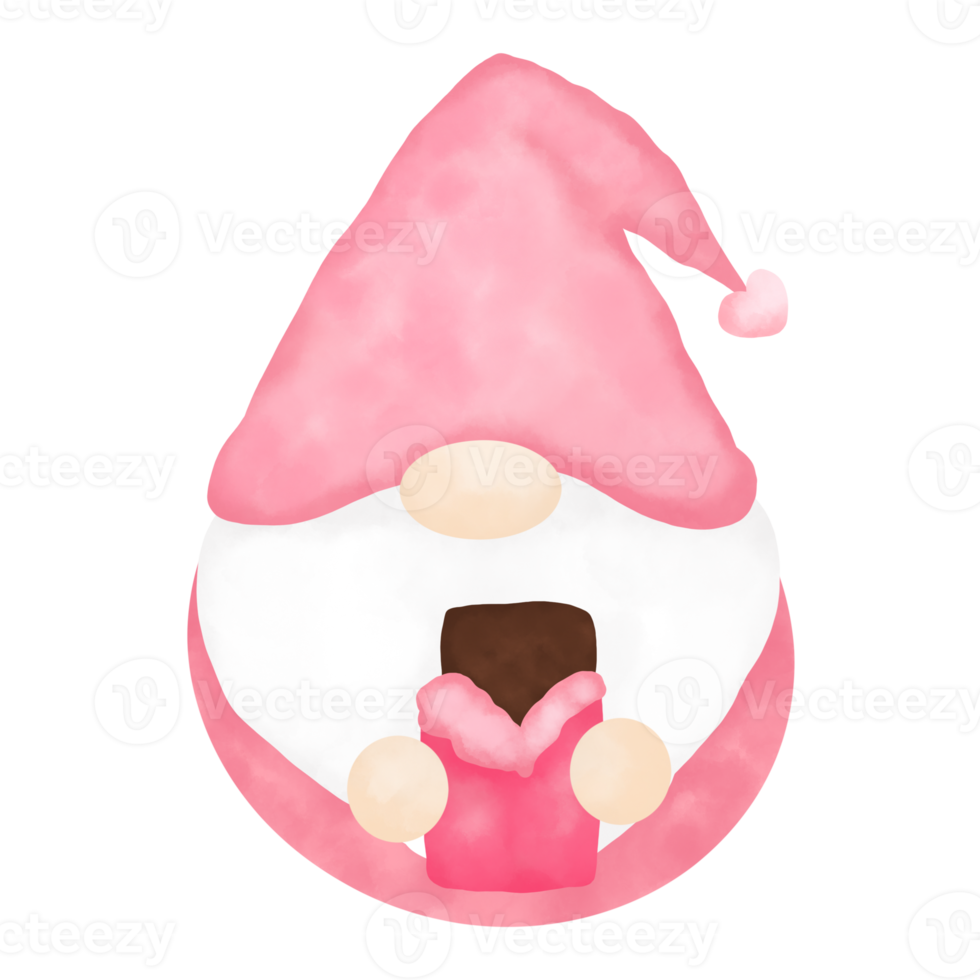 Pink Gnome. Valentines Day. Cute Gnome. Cartoon character. png