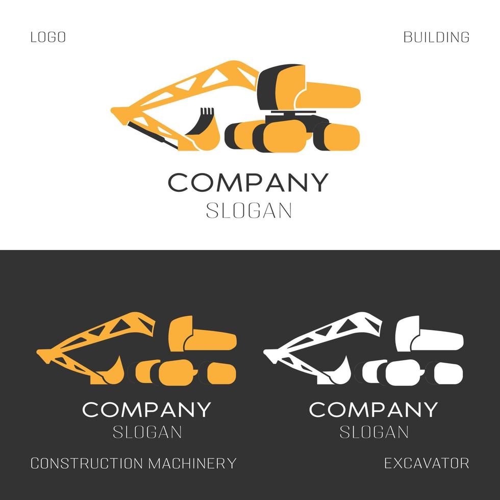 Logo, excavator silhouette, logo template vector