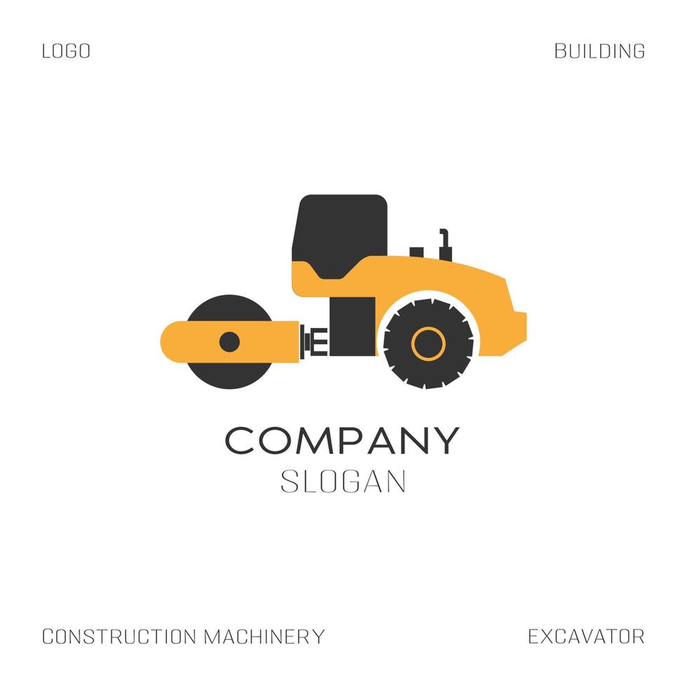 Logo, road machinery silhouette, logo template vector