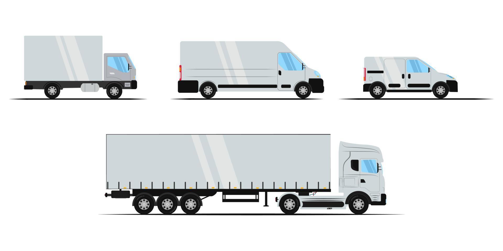 Set of trucks, delivery vehicles vector