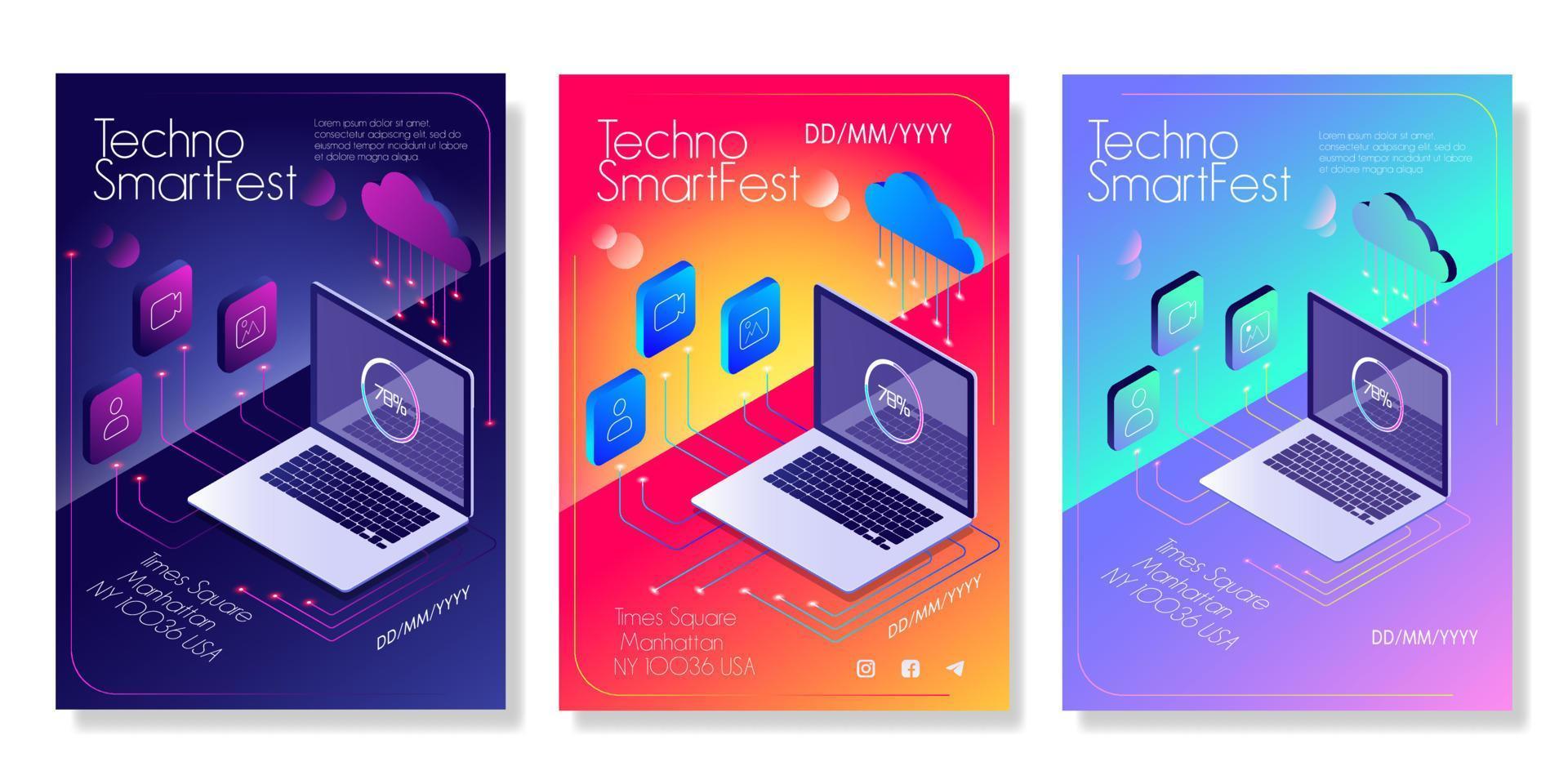 Vector modern business flyer template, techno flyer