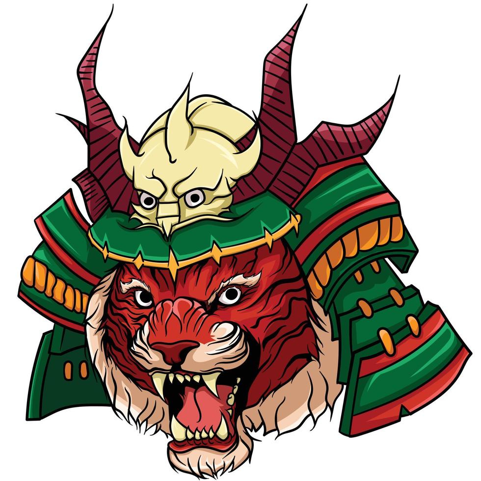 tigre, samurai, ronin, vector, ilustración vector