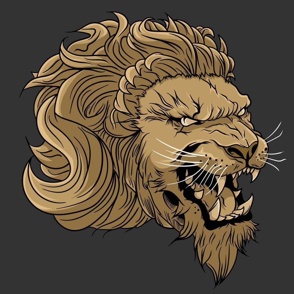 Angry Lion Head Vector Illustration