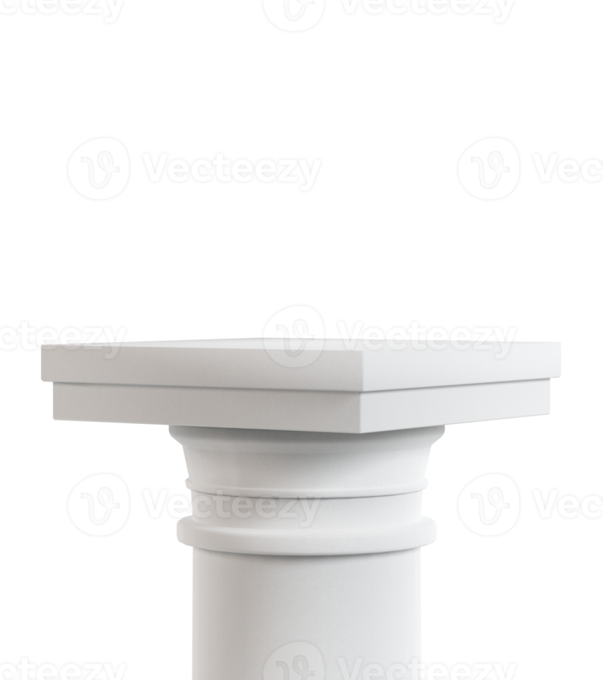 podium blanc sur fond transparent. scène élégante pour le produit, présentation cosmétique. maquette de luxe. piédestal ou plate-forme pour produits de beauté. scène vide. rendu 3d. png