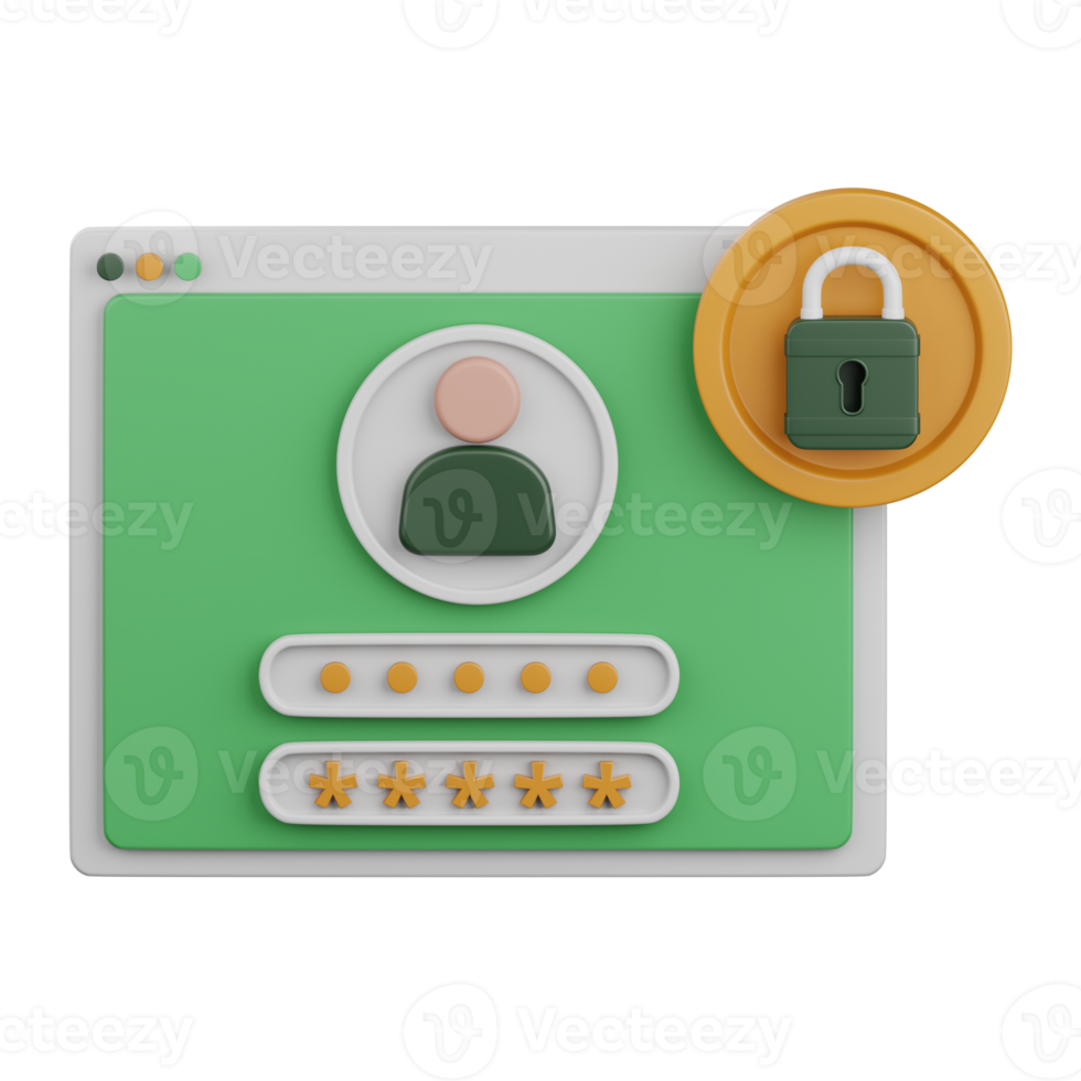 3d rendering account pin isolated useful for banking, money, currency, finance and business design png