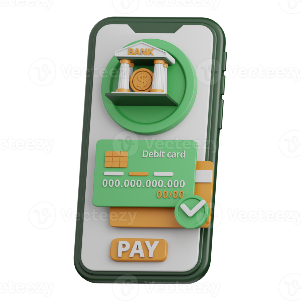 3d rendering mobile banking isolated useful for banking, currency, finance and business design png