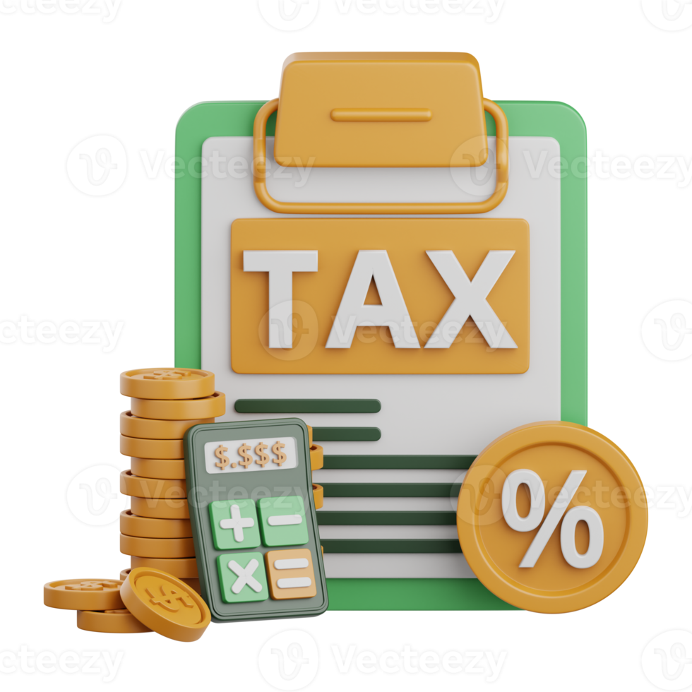 3d rendering tax percentage transfer isolated useful for banking, currency, finance and business png