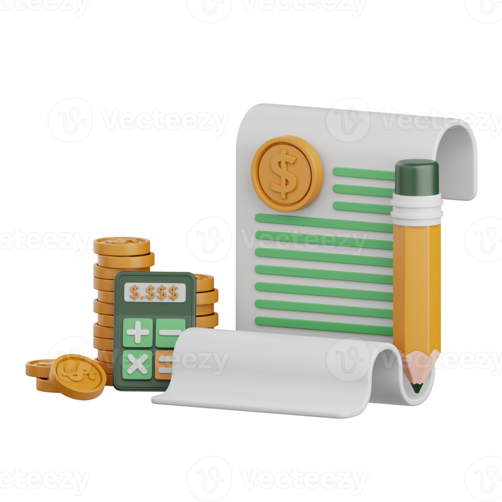 3d rendering financial expenses isolated useful for banking, currency, finance and business design png