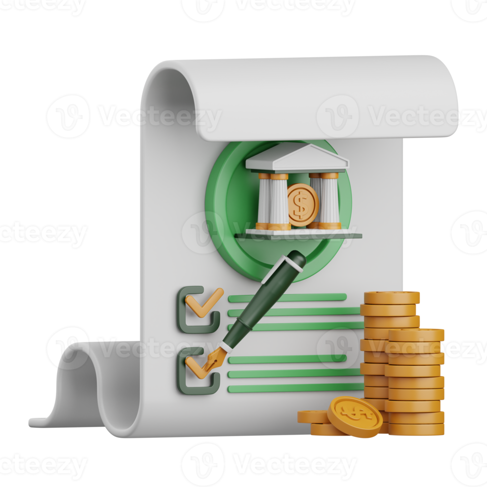 3d rendering bank account statement isolated useful for banking, money, finance and business design png