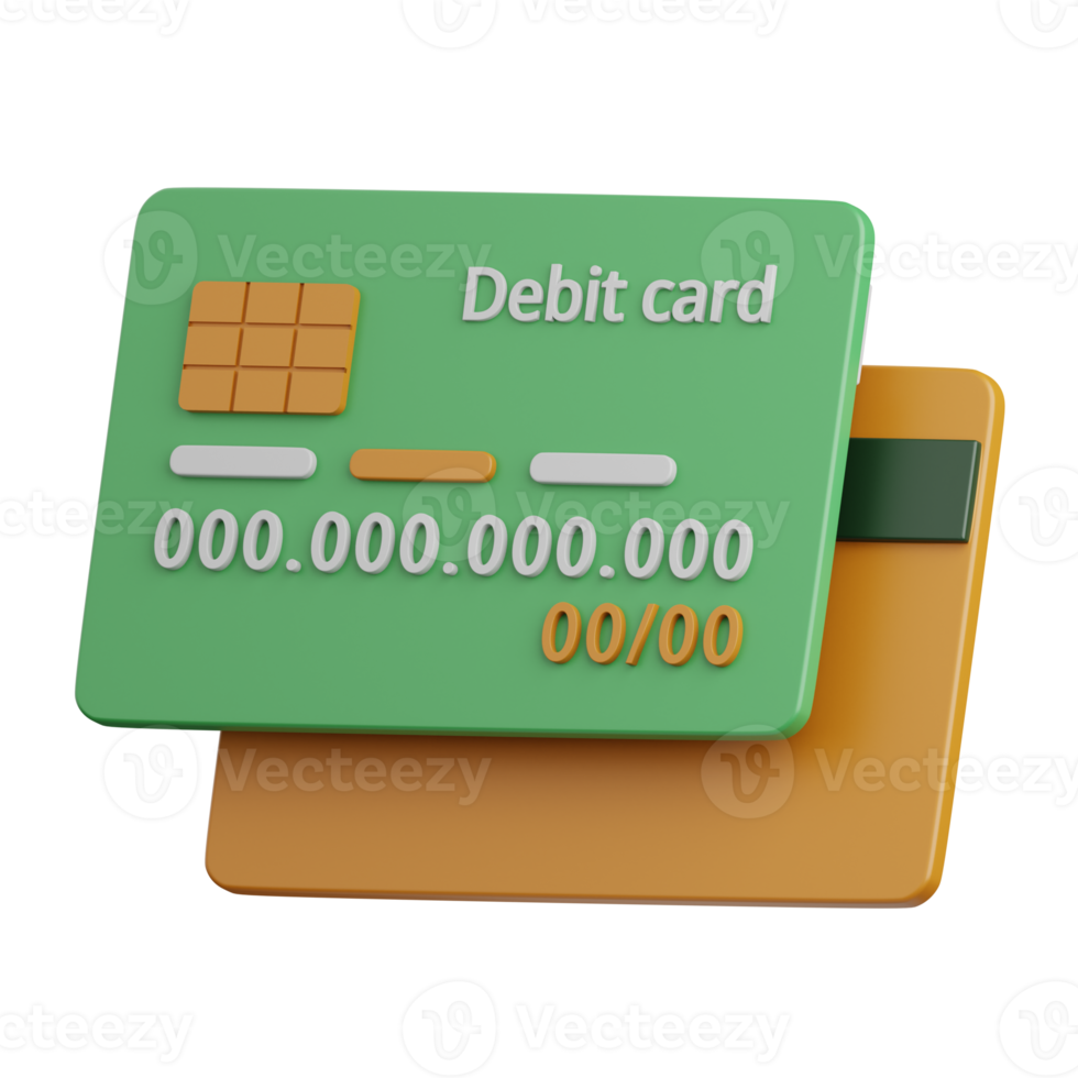 Tarjeta de crédito de representación 3D aislada útil para la banca, el dinero, la moneda, las finanzas y el diseño empresarial png