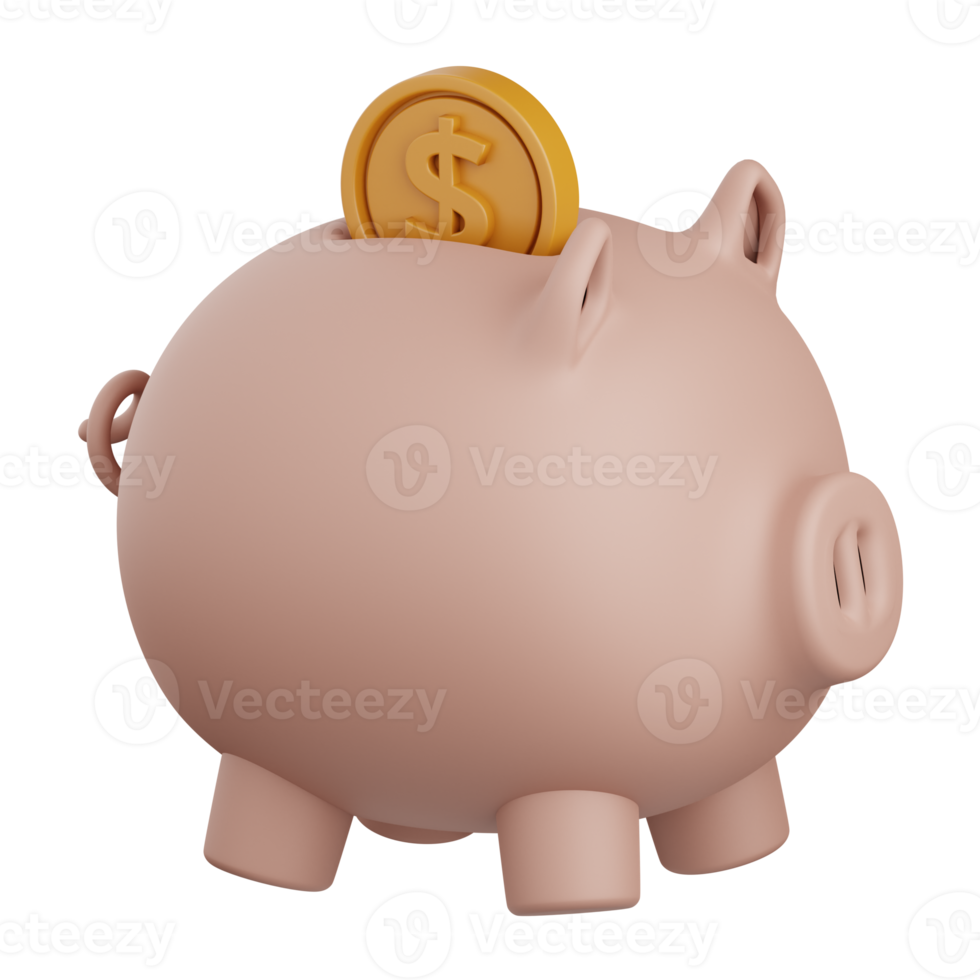 3d rendering piggy bank isolated useful for banking, money, currency, finance and business design png