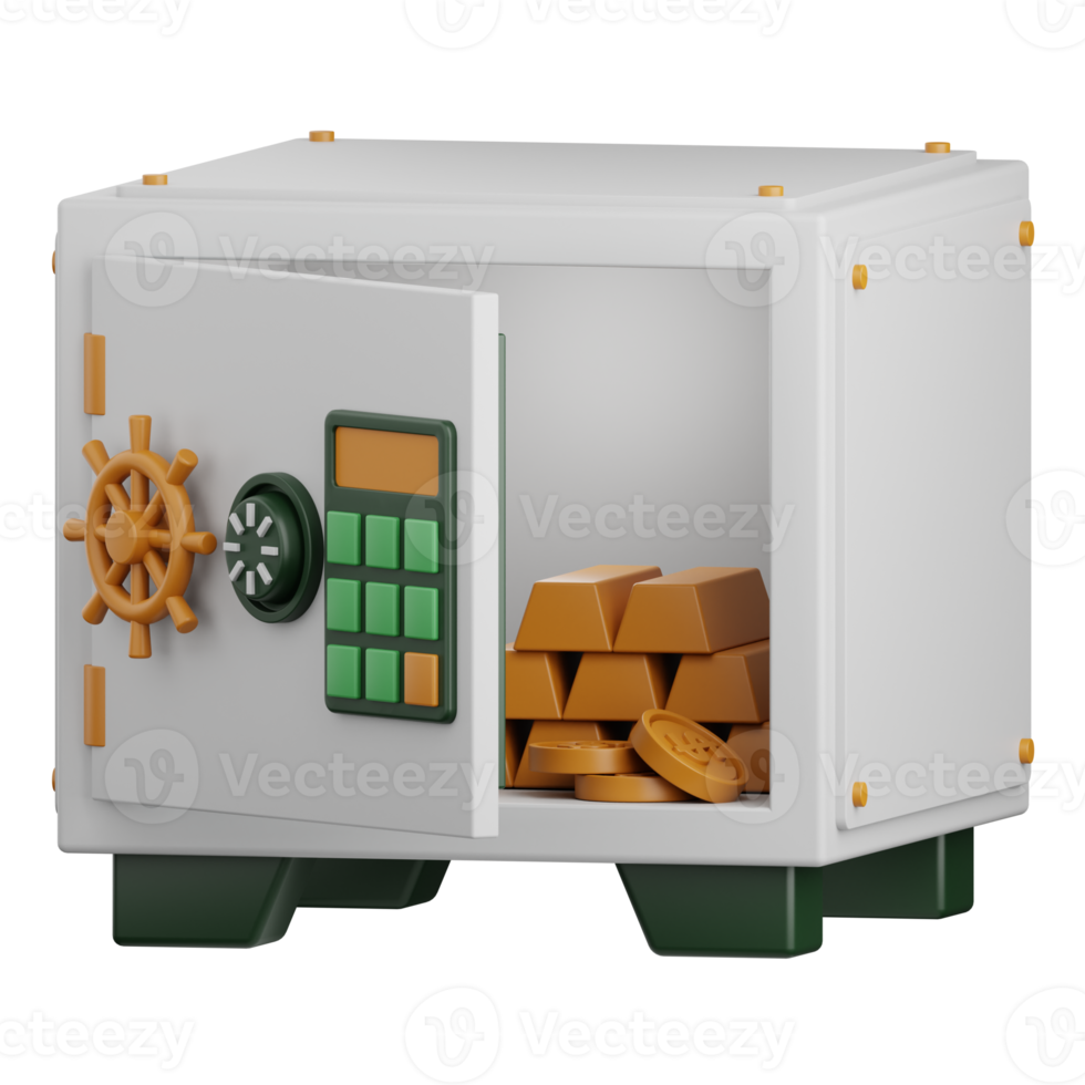 3d rendering safe box isolated useful for banking, money, currency, finance and business design png