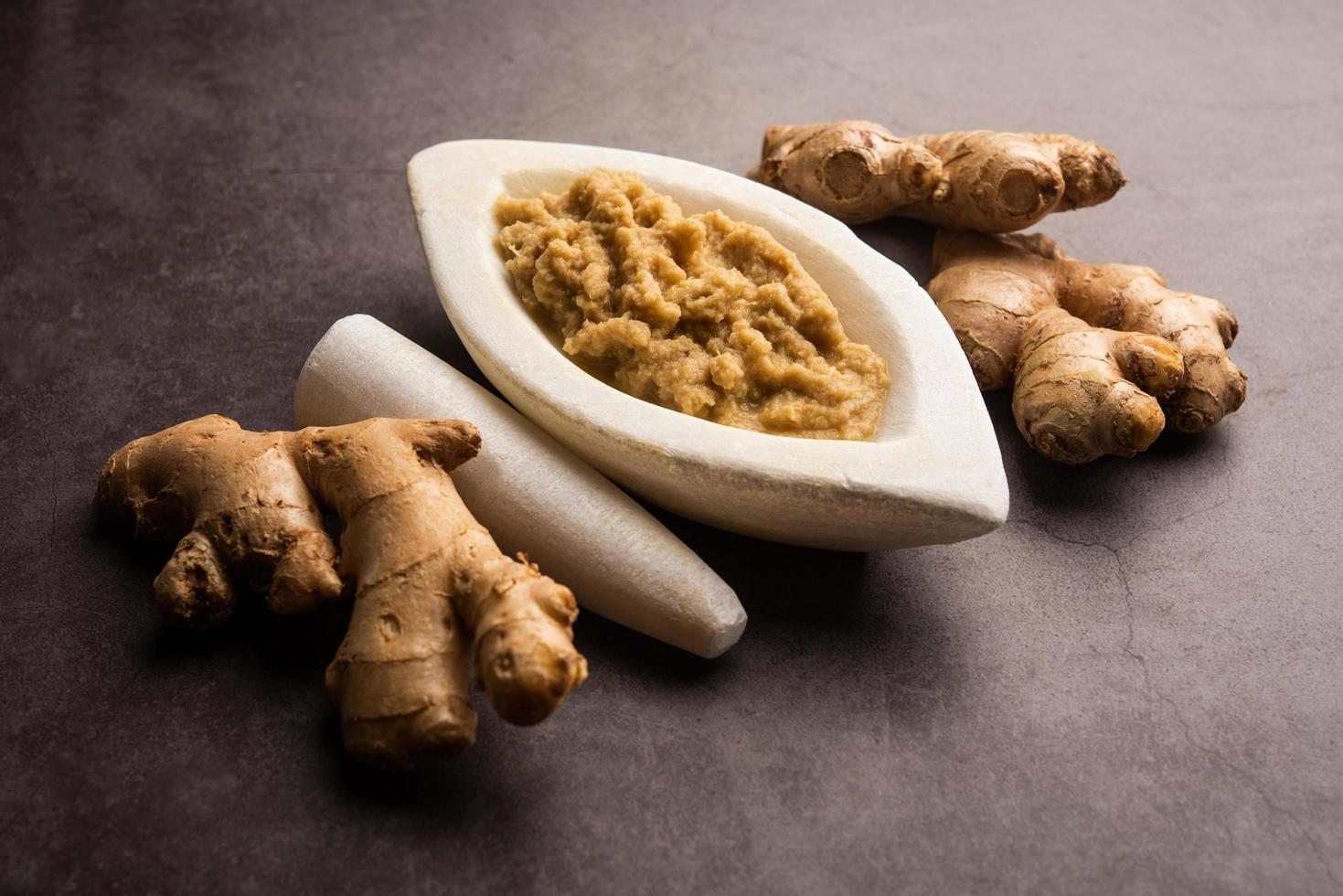 Ginger paste or mashed adrak photo