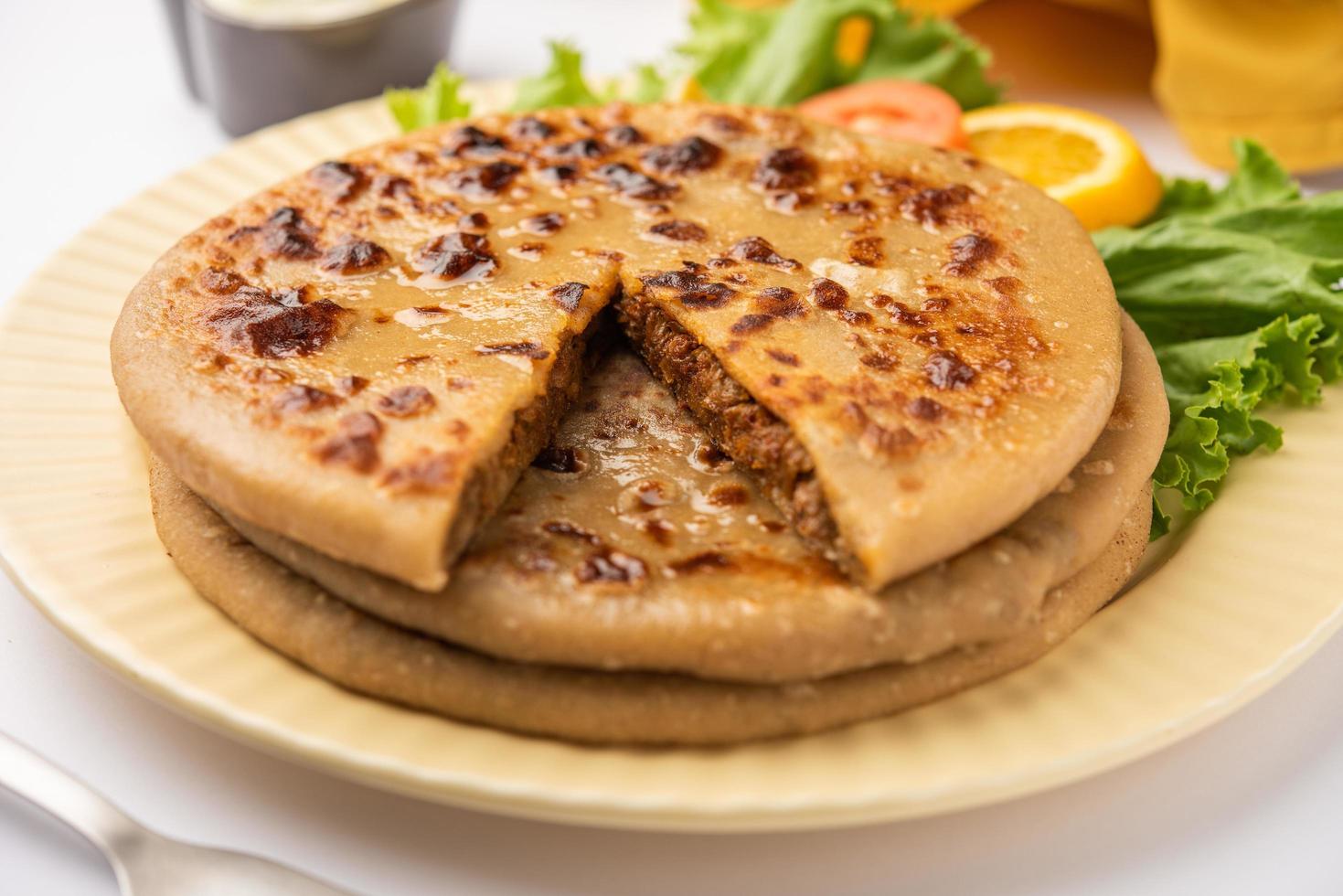 Keema Paratha, Chicken or mutton Mince Stuffed flatbread photo