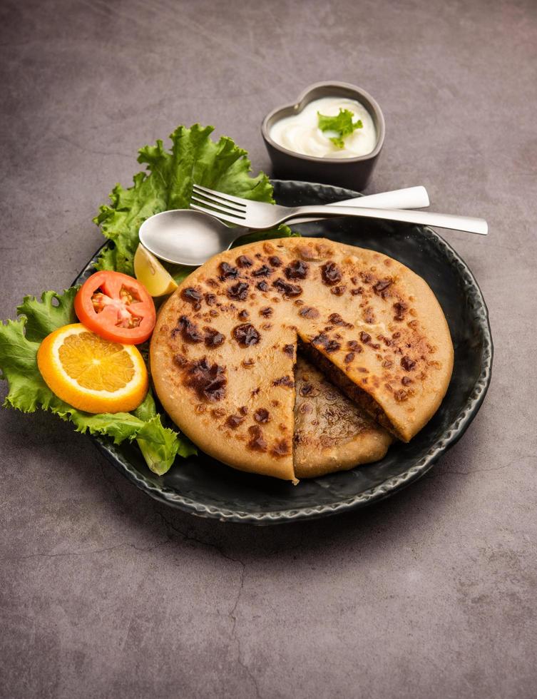Keema Paratha, Chicken or mutton Mince Stuffed flatbread photo