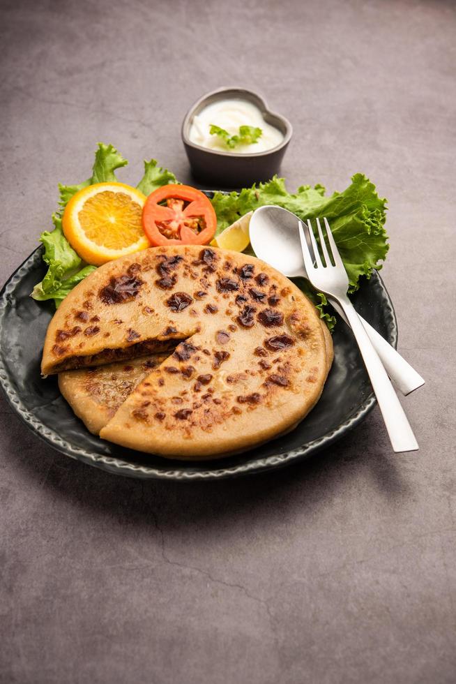 Keema Paratha, Chicken or mutton Mince Stuffed flatbread photo