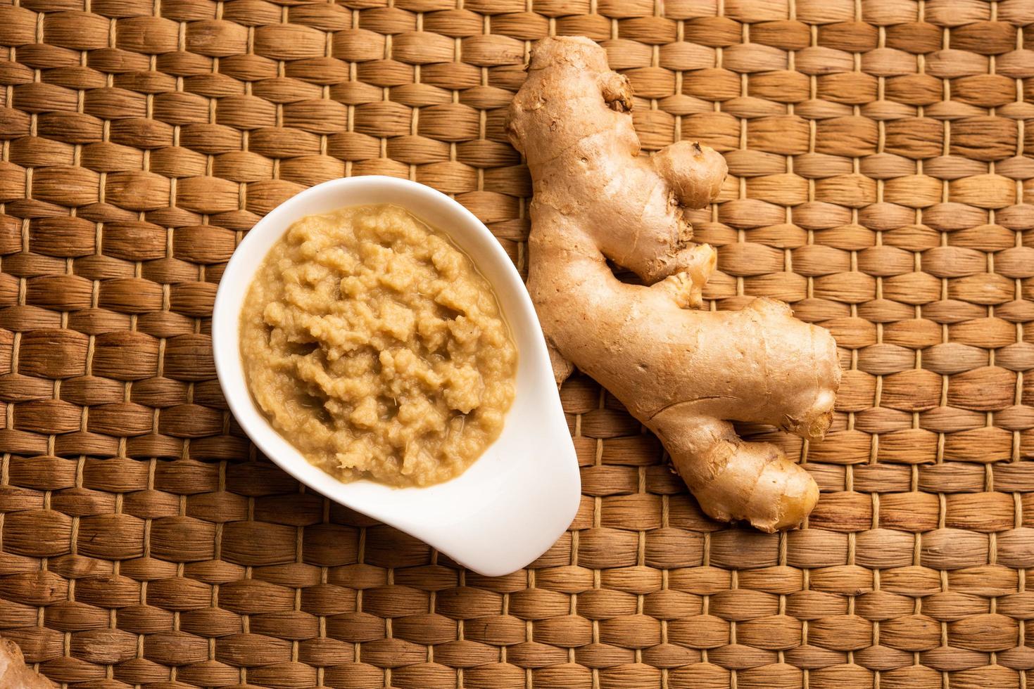 Ginger paste or mashed adrak photo