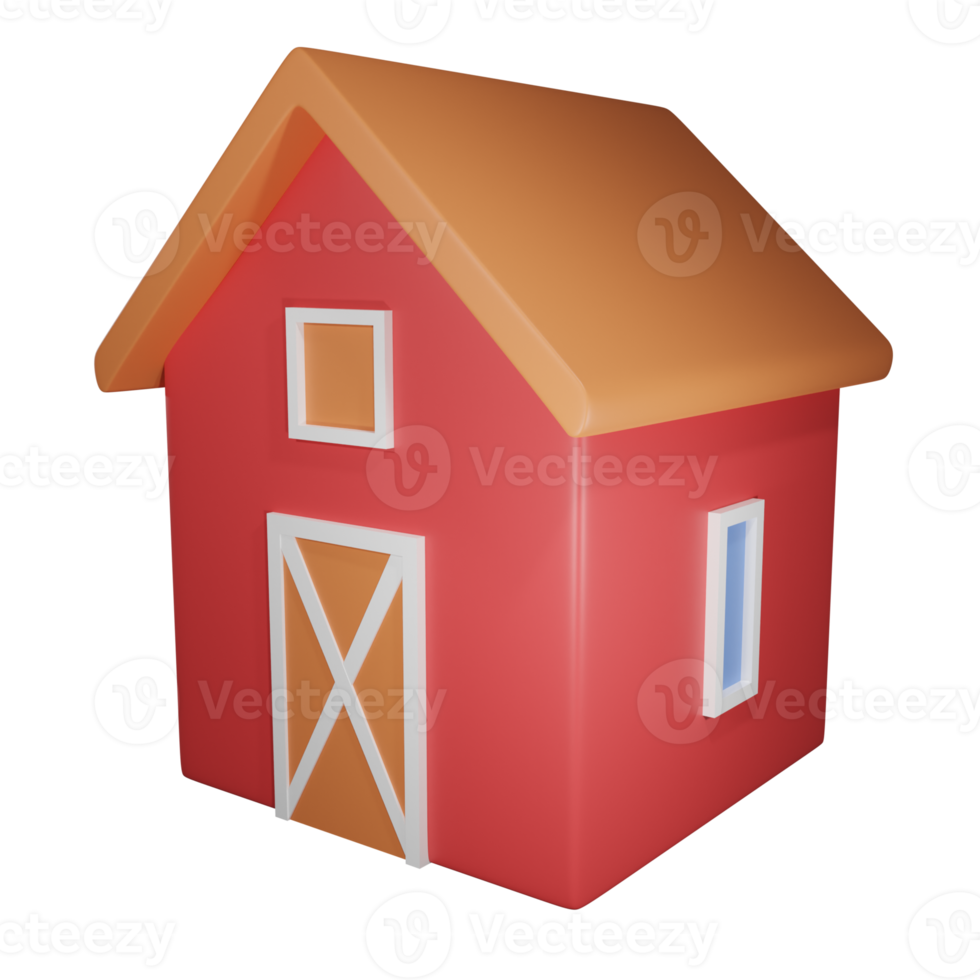 3d barn right side view with transparent background png