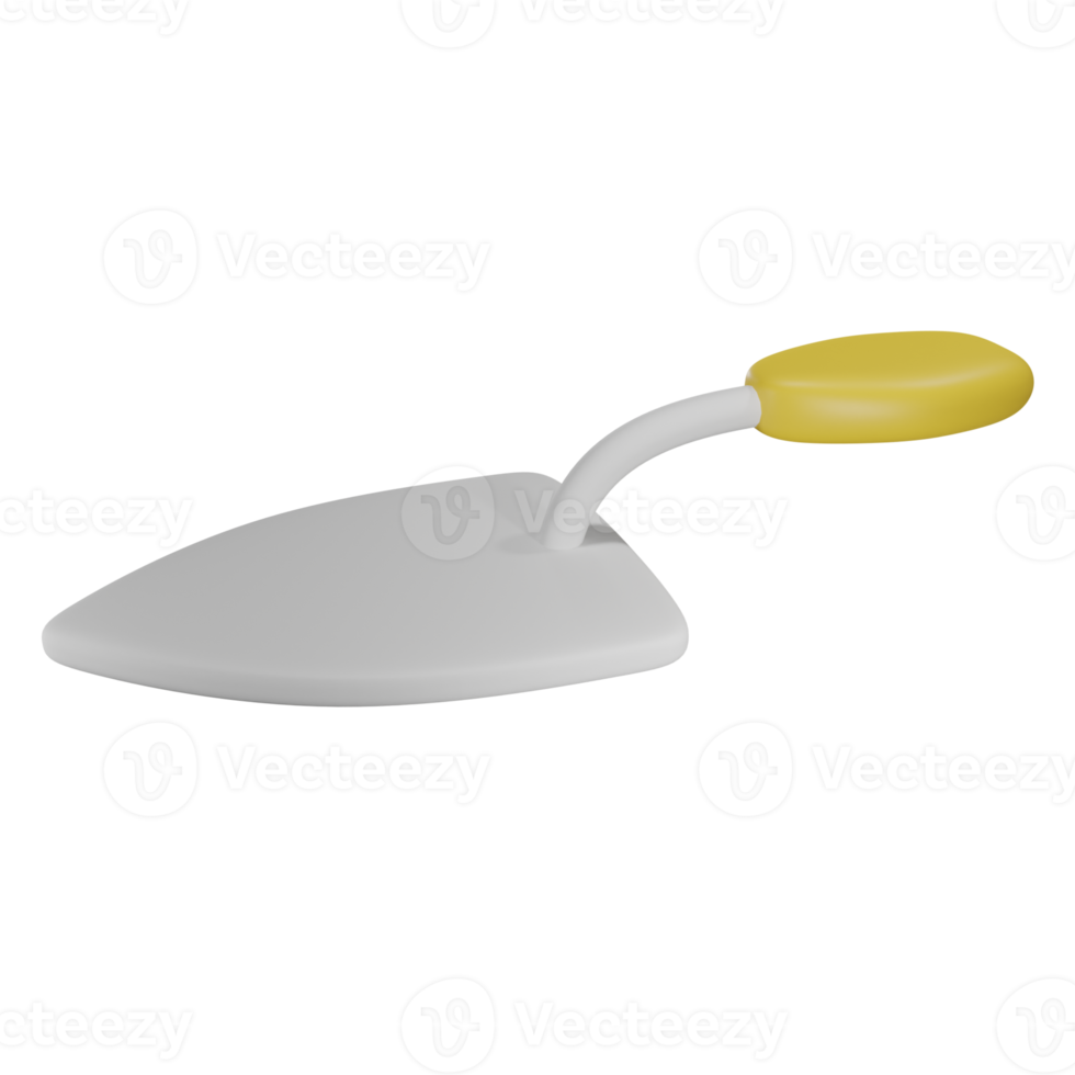 3d troffel Rechtsaf visie met transparant achtergrond png