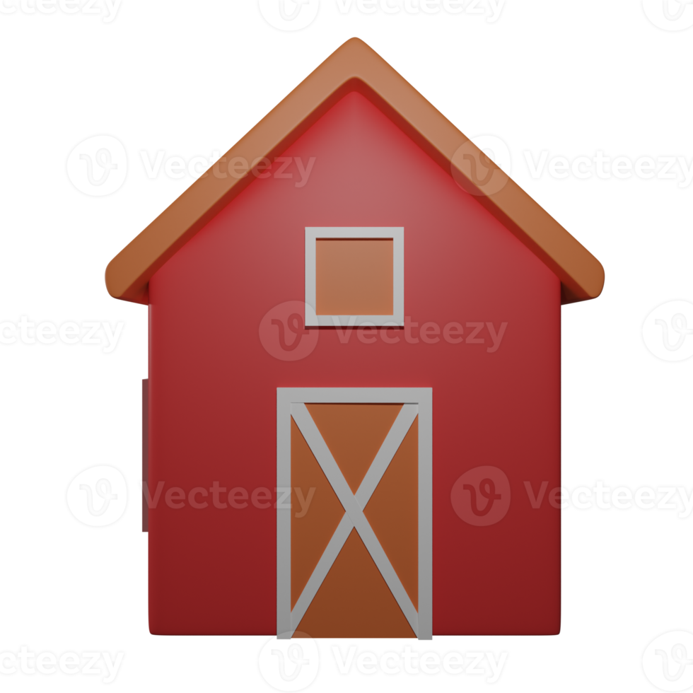 3d barn front view with transparent background png